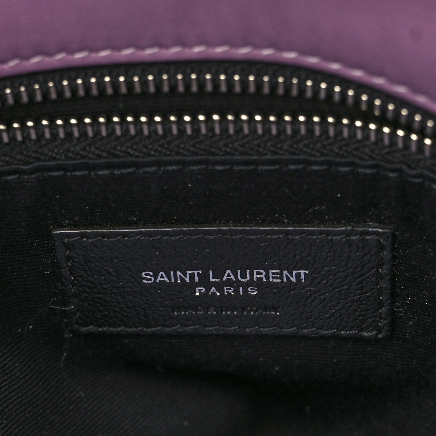 Saint Laurent Merino Shearling Lambskin Quilted Small Loulou Puffer Monogram Chain Satchel Lila 6 of 8