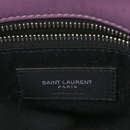Saint Laurent Merino Shearling Lambskin Quilted Small Loulou Puffer Monogram Chain Satchel Lila 6 of 8