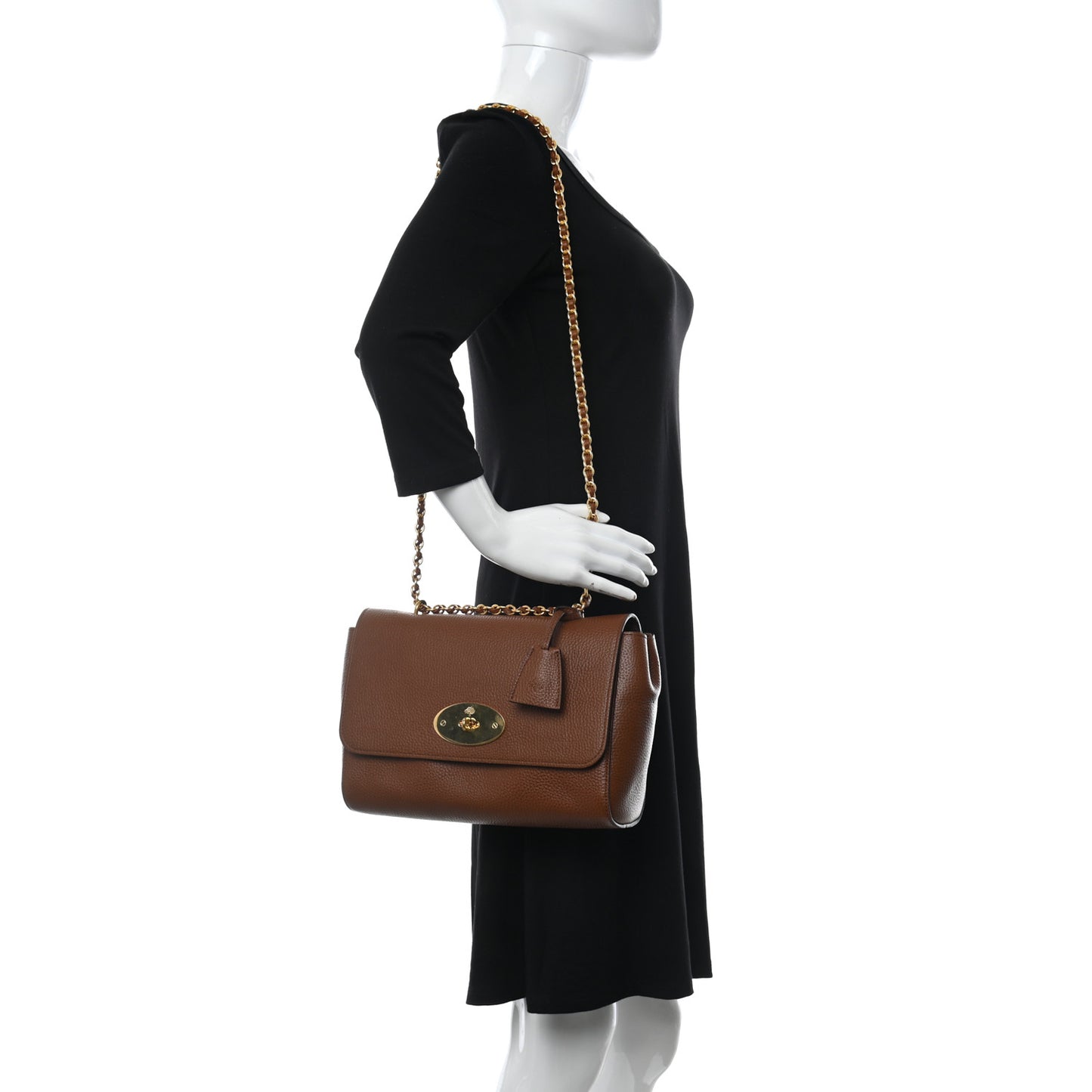 Small Classic Grain Calfskin Medium Lily Flap Oak