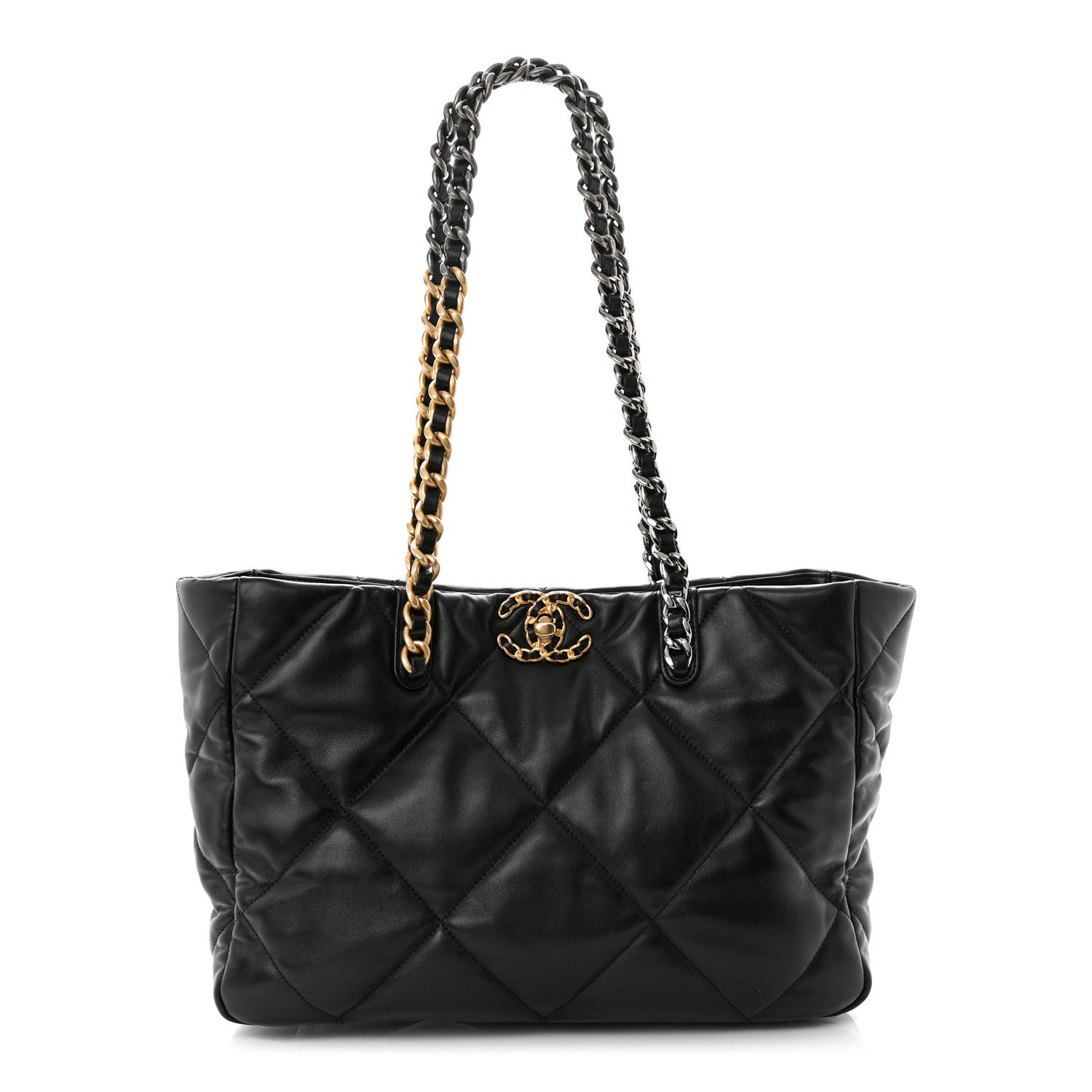 Chanel Lambskin Quilted Chanel 19 East West Shopping Bag Black 1 of 10