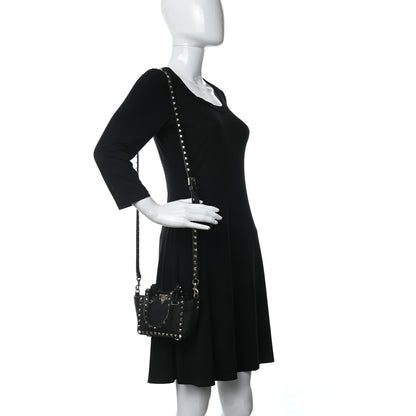 Valentino Garavani Pebbled Calfskin Micro Rockstud Tote Black 2 of 8