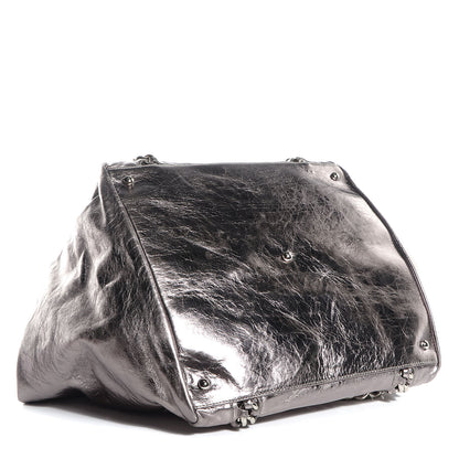 Chanel Metallic Cracked Calfskin Modern Chain Tote Dark Silver 4 of 7