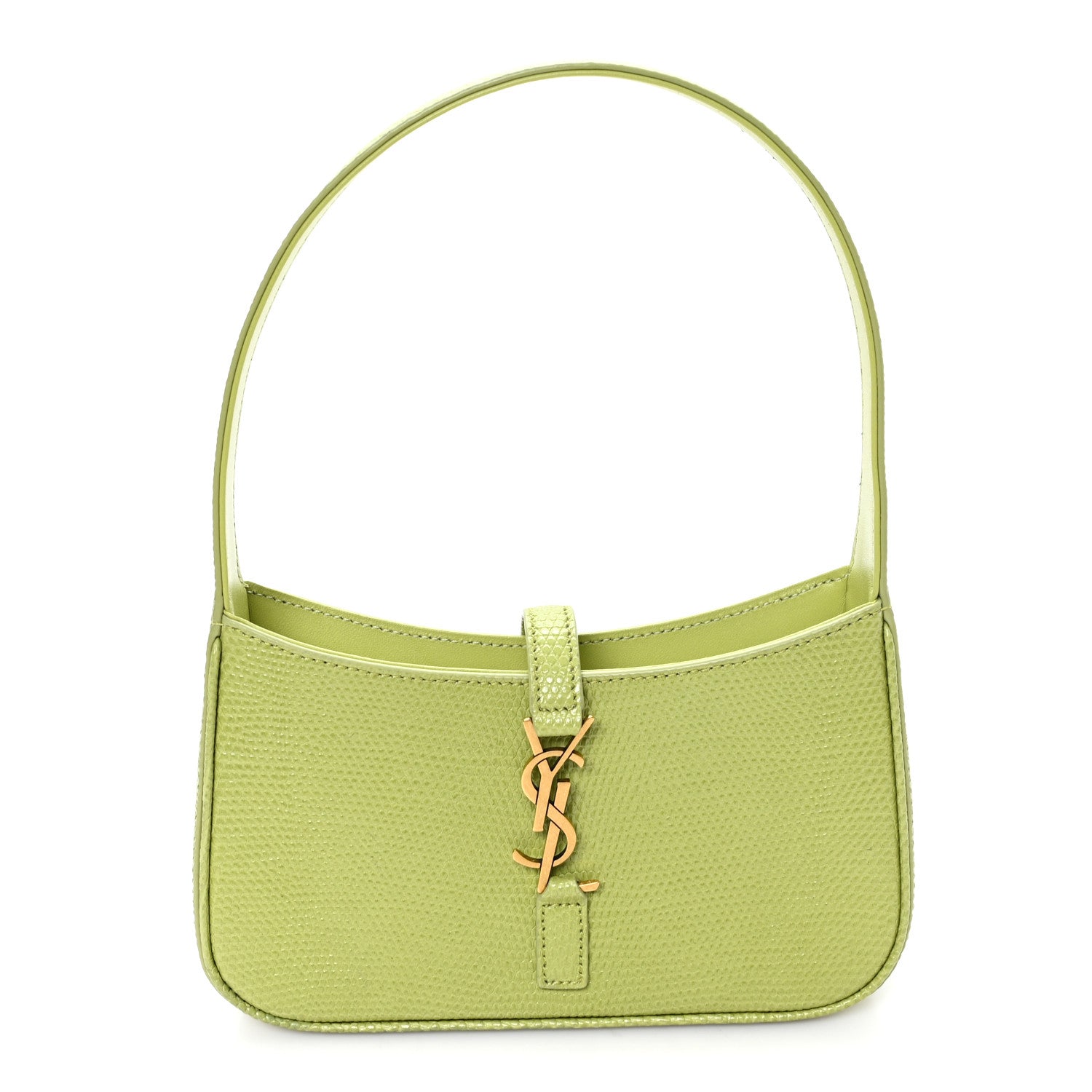 Saint Laurent Calfskin Lizard Embossed Le 5 A 7 Mini Hobo Dull Lime 1 of 10