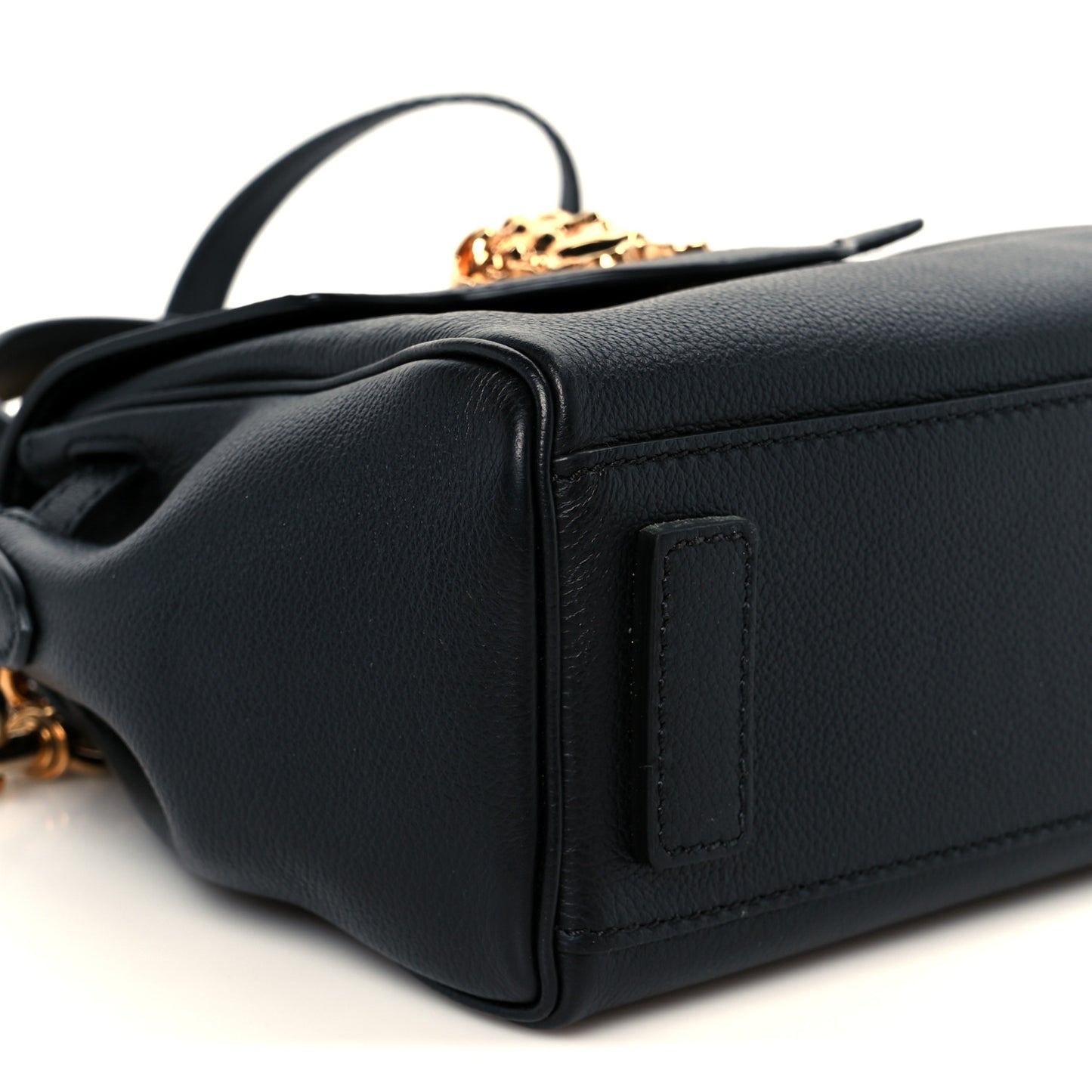 Grained Calfskin Small La Medusa Top Handle Bag Black