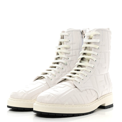 Fendi Nappa FF Embossed Womens Biker Boots 36 Snow 3 of 11