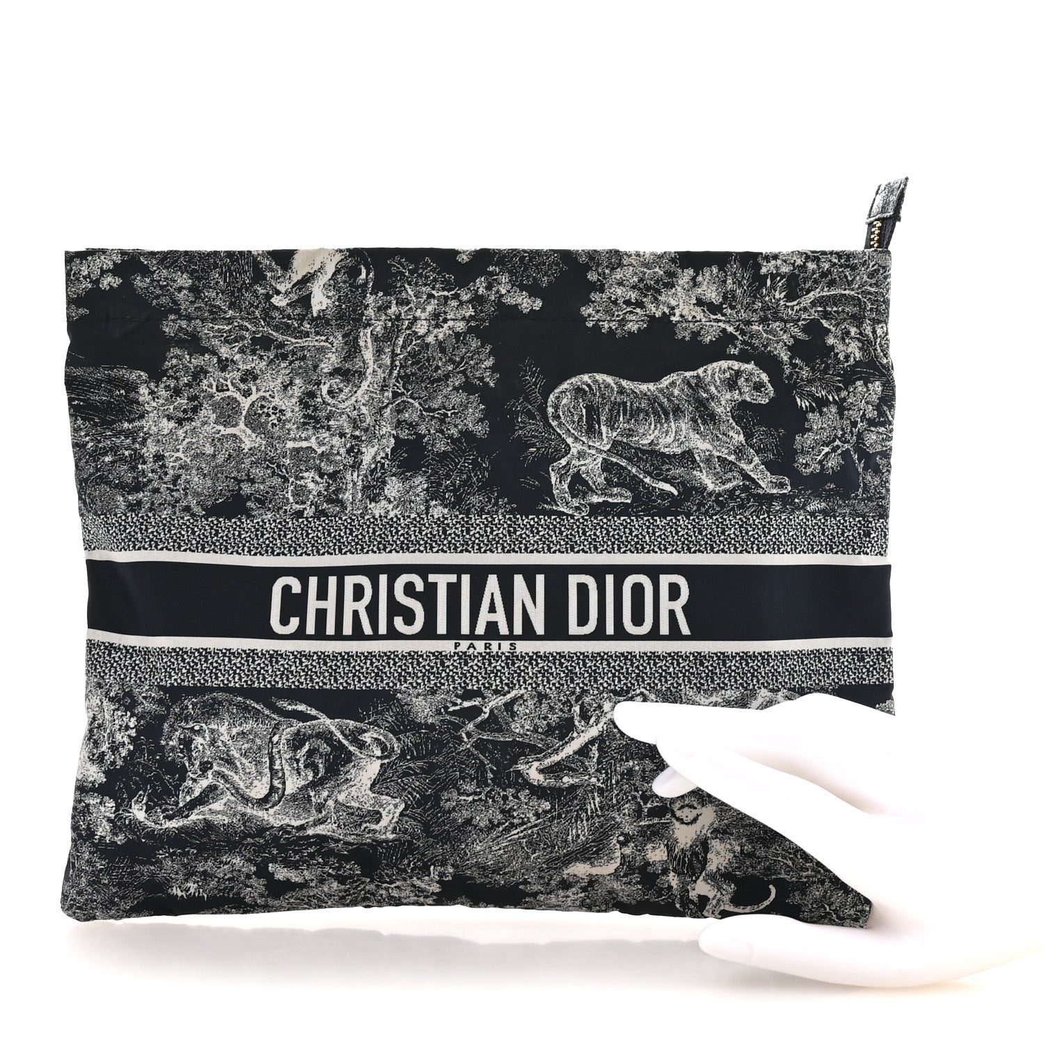Christian Dior Technical Fabric Toile De Jouy Reverse Diortravel Zipped Pouch Blue Multicolor 2 of 8