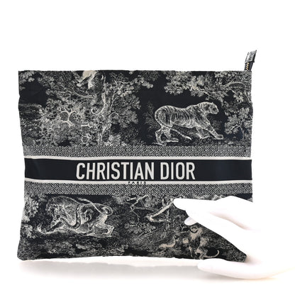 Christian Dior Technical Fabric Toile De Jouy Reverse Diortravel Zipped Pouch Blue Multicolor 2 of 8