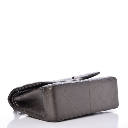 Chanel Metallic Lambskin Quilted Jumbo Double Flap Pewter 5 of 9