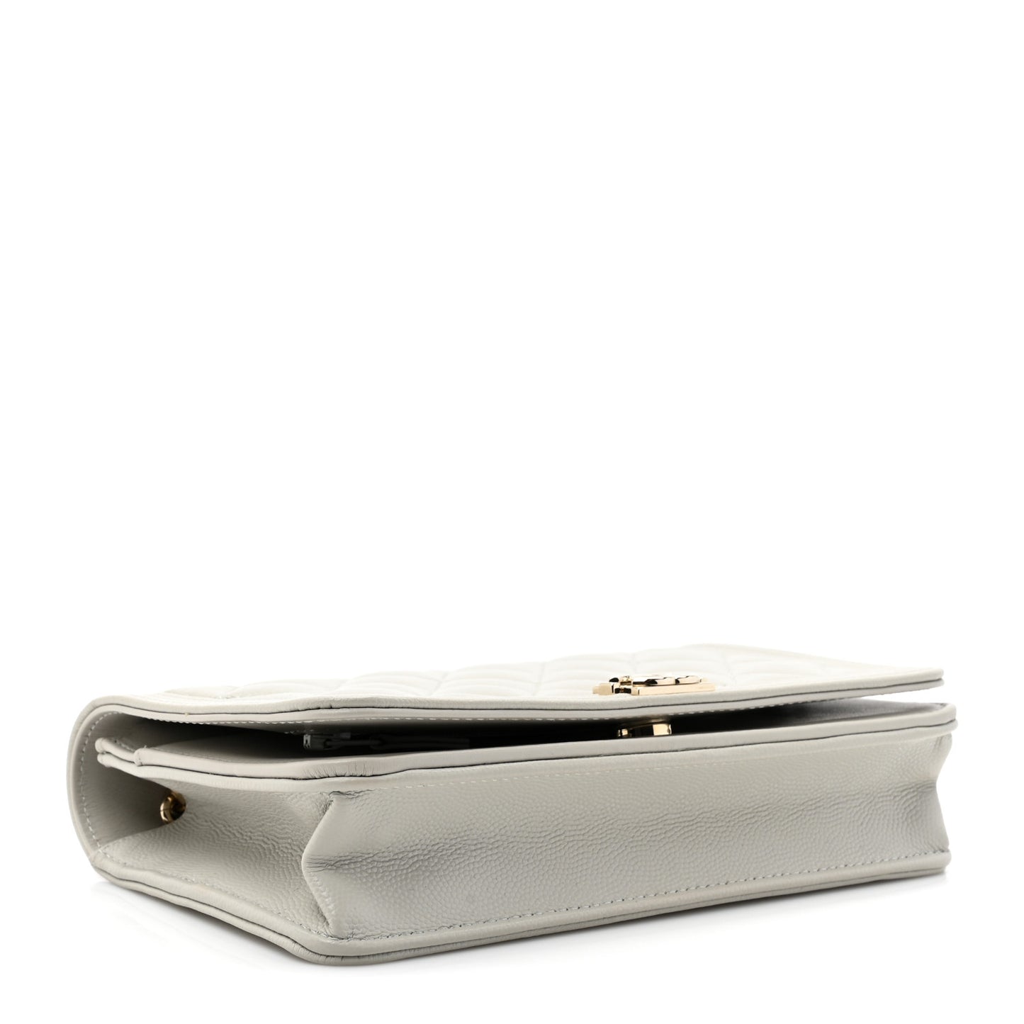 Caviar Quilted Boy Wallet On Chain WOC Grey