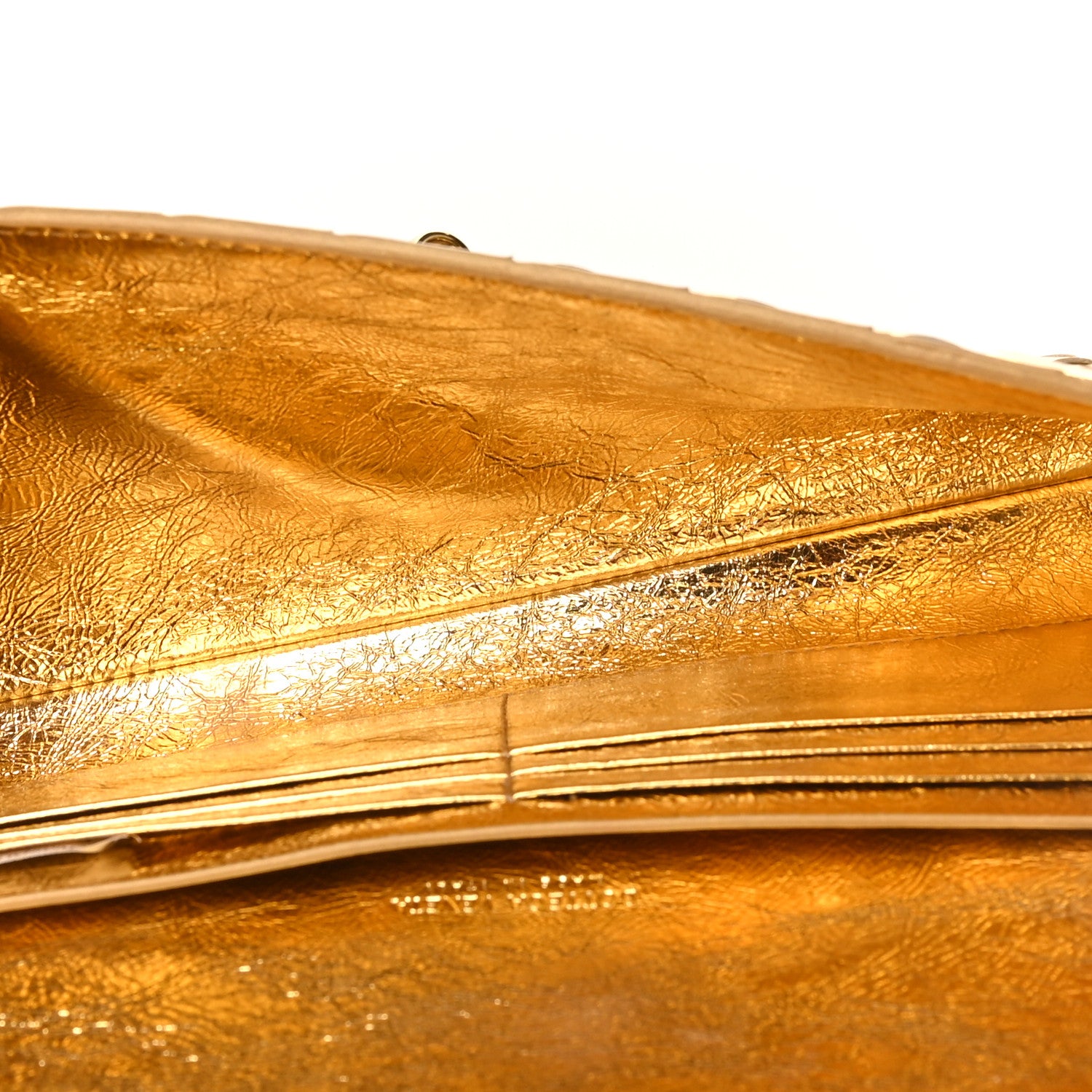 Bottega Veneta Metallic Lambskin Intrecciato Long Andiamo Top Handle Clutch Gold 5 of 7