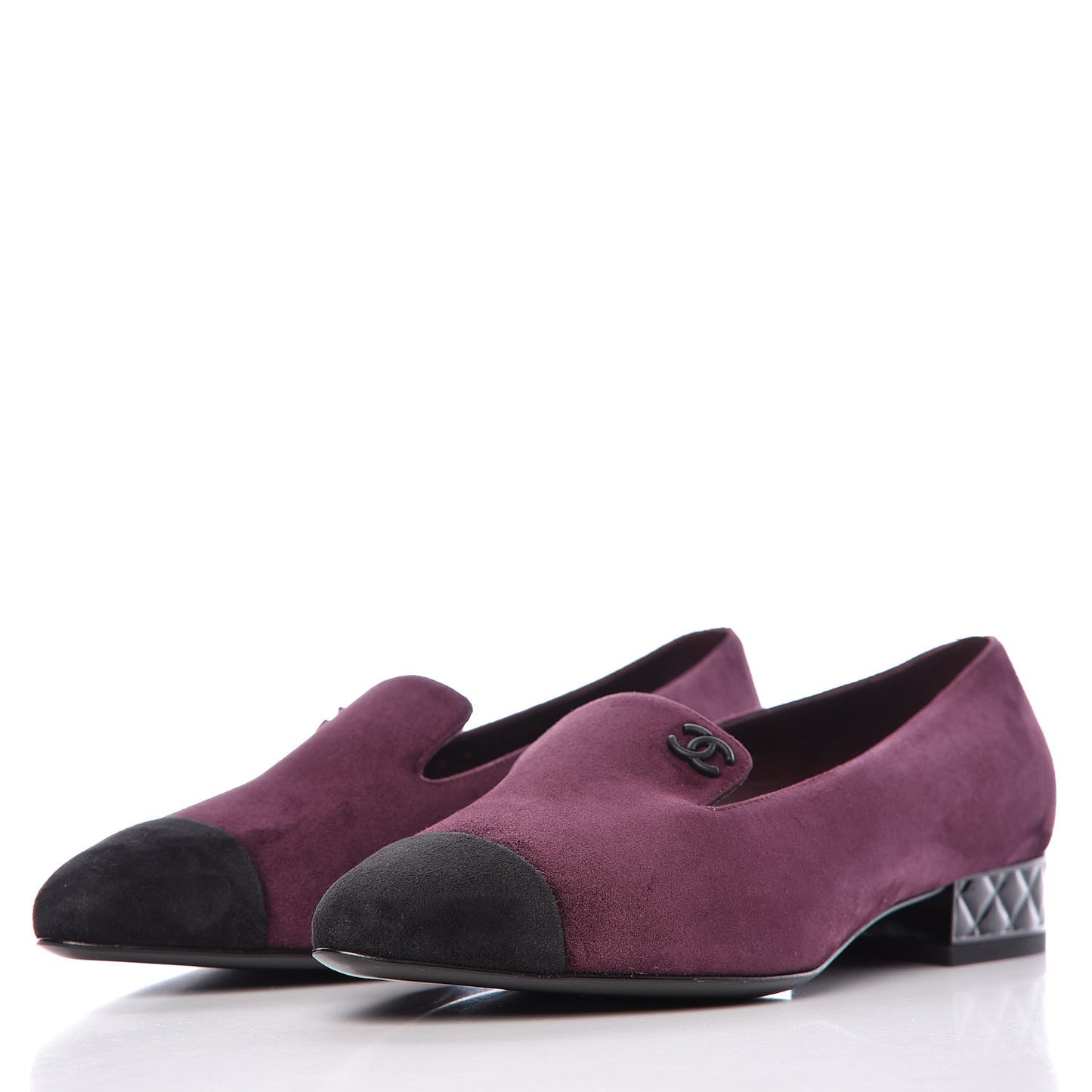 Suede Cap Toe Moccasin Loafers 36.5 Burgundy Black