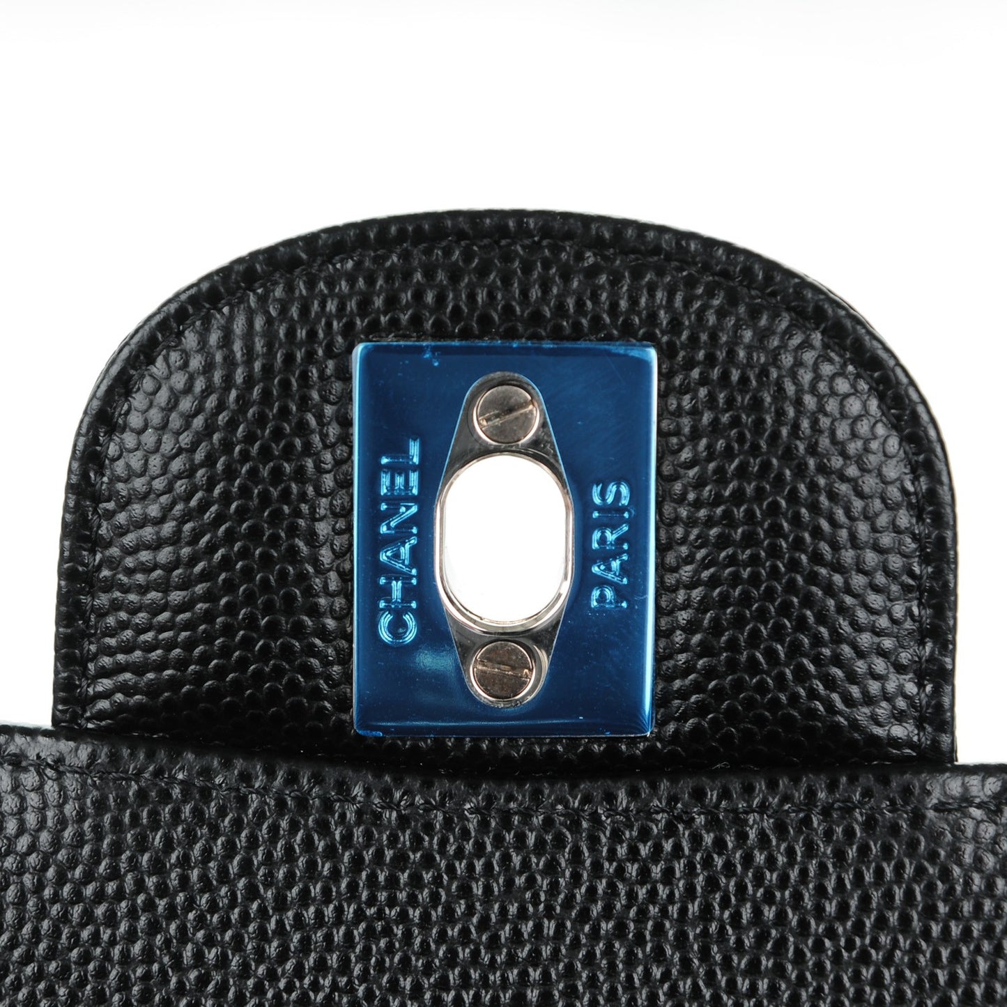 Caviar Chevron Quilted Mini Square Flap Black