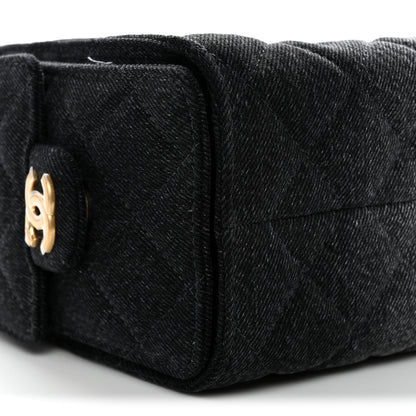 Chanel Washed Denim Quilted Mini Chanel 25 Handbag Black 9 of 11