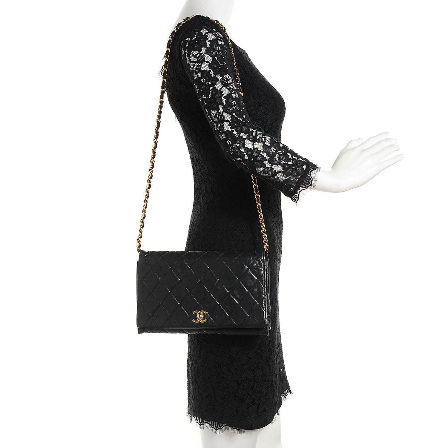 Chanel Lambskin Quilted Medium Single Flap Black 2 of 9