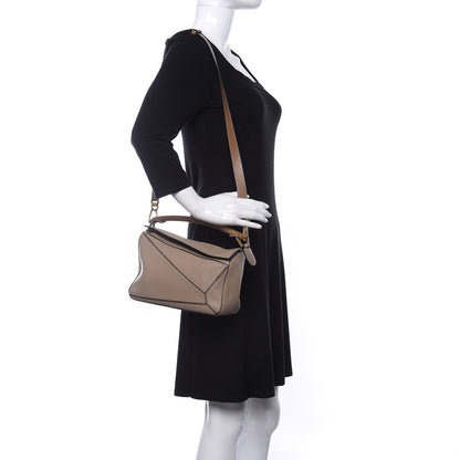 Loewe Grained Calfskin Small Puzzle Bag Sand Mink 2 of 11
