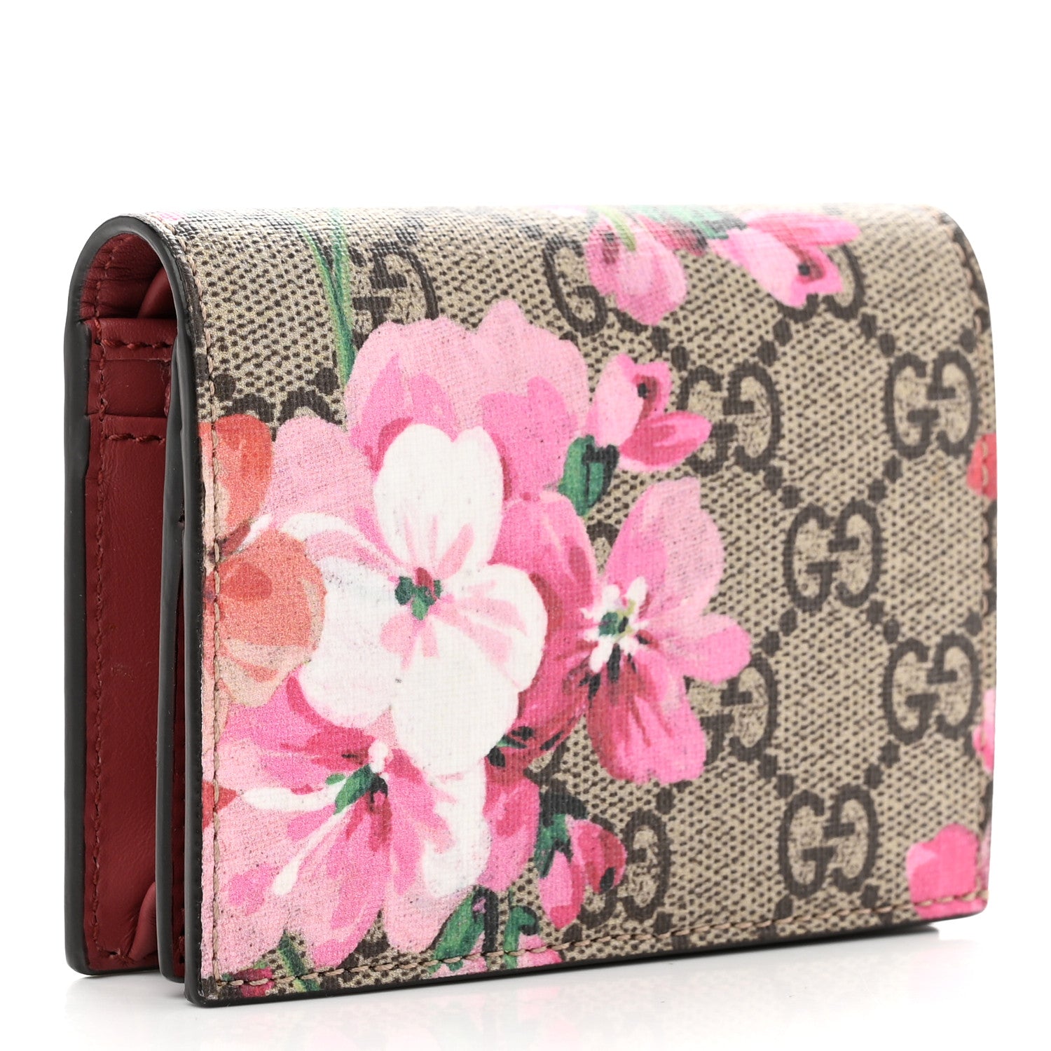 Gucci GG Supreme Monogram Blooms Card Case Beige Multicolor Dry Rose 3 of 8