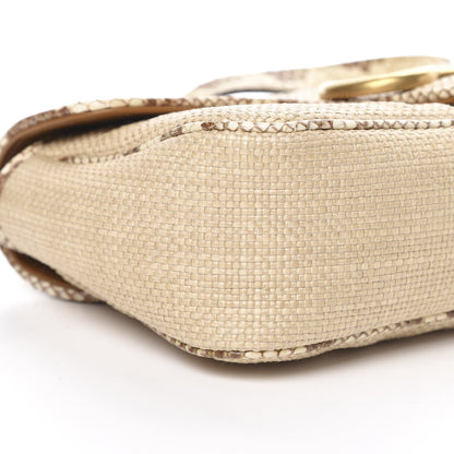Gucci Raffia Elaphe Matelasse Small GG Marmont Shoulder Bag Natural Cream Brown 9 of 10