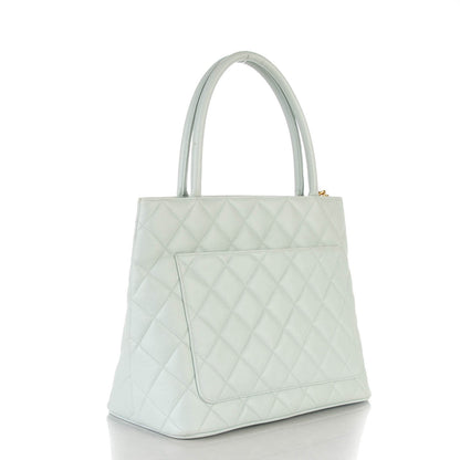 Chanel Caviar Quilted Medallion Tote Light Blue 3 of 10