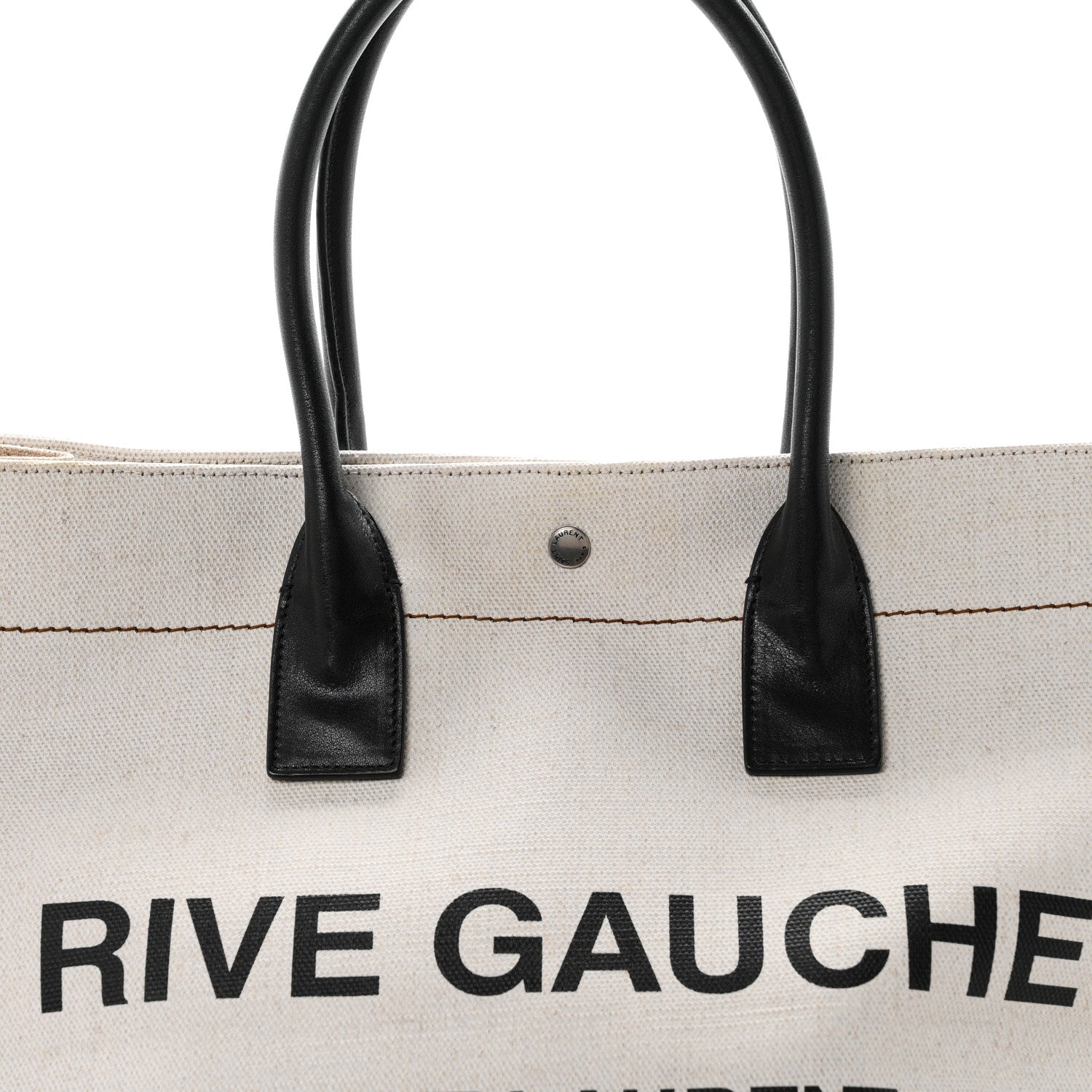 Saint Laurent Linen Calfskin Rive Gauche Tote Optic White 8 of 10