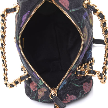 Chanel Denim Printed Destination Chenonceau Bowling Bag Charcoal Multicolor 5 of 11