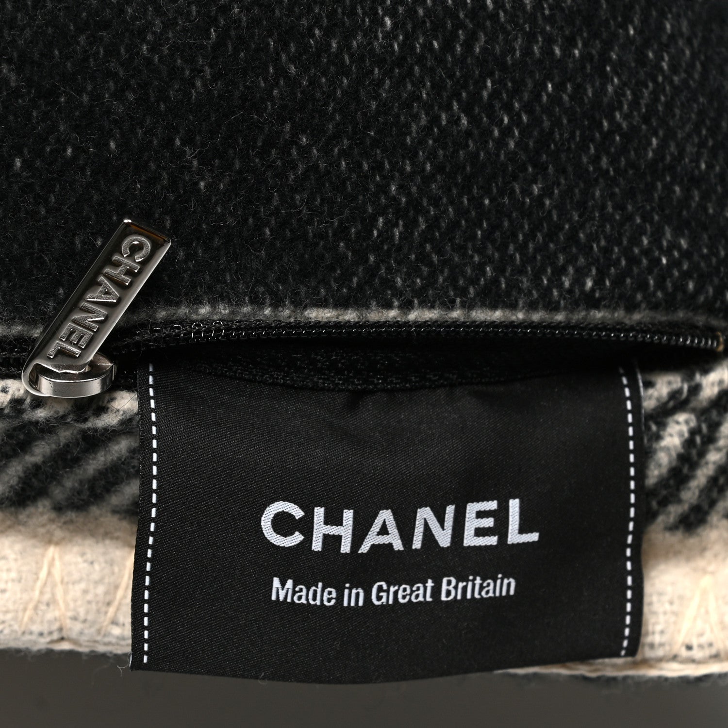Chanel Merino Wool Cashmere CC Pillow Beige Black 3 of 3