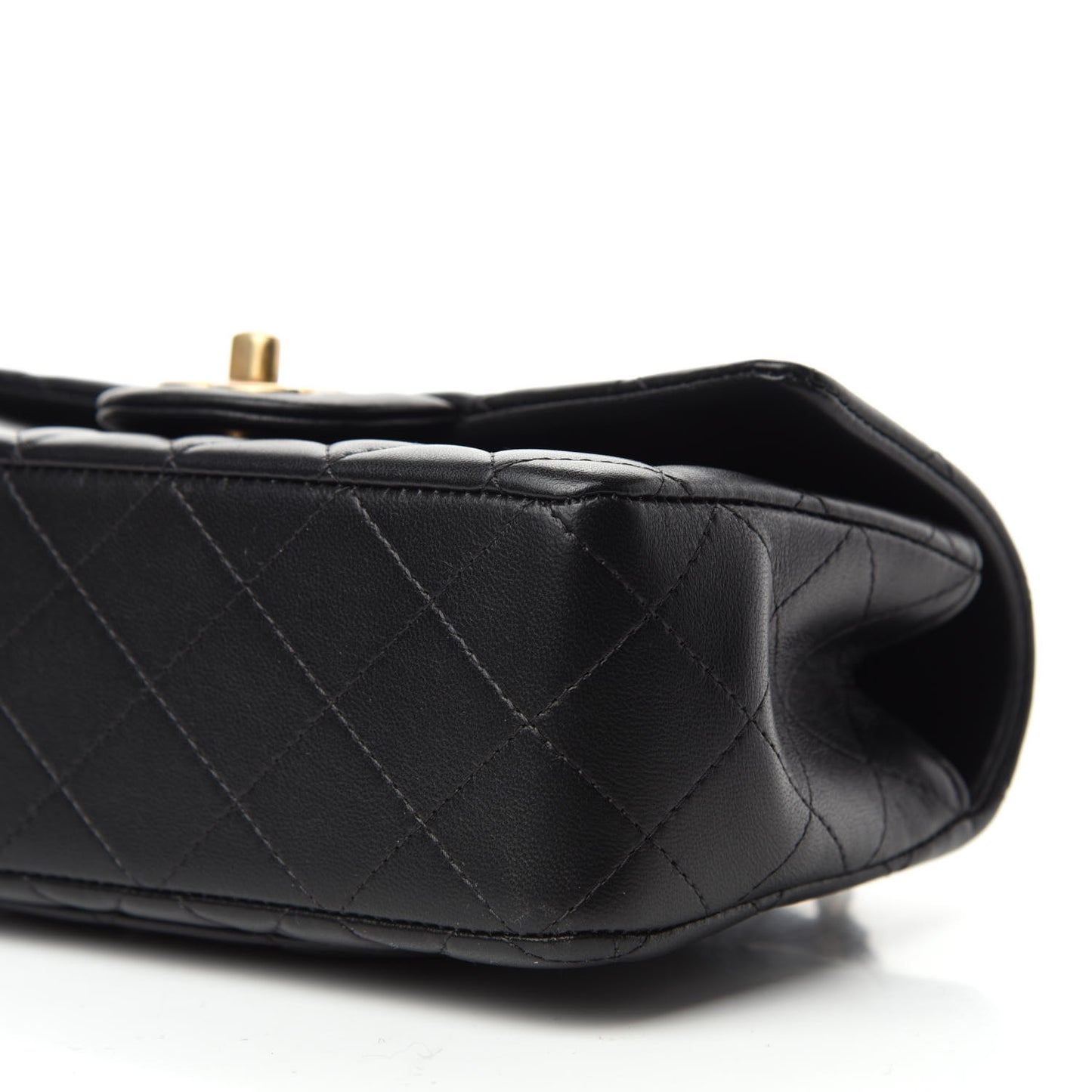 Lambskin Quilted Mini Top Handle Rectangular Flap Black