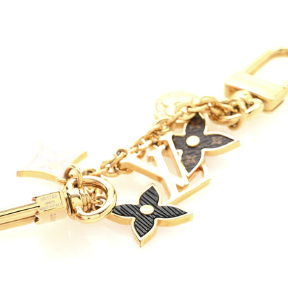 Louis Vuitton Brass Enamel Fleur De Monogram Bag Charm Chain Gold 4 of 4