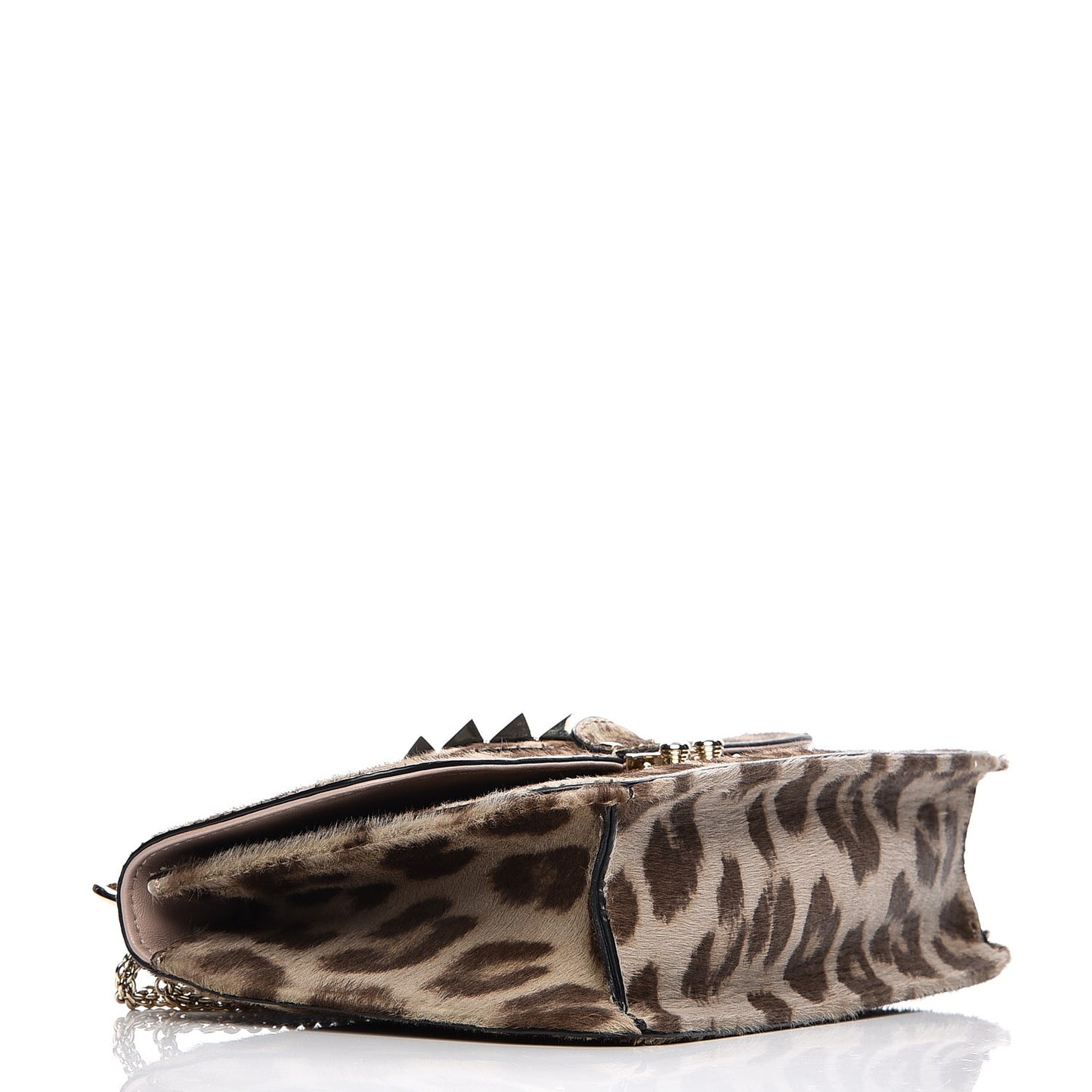 Calf Hair Leopard Print Medium Glam Lock Rockstud Flap Blush
