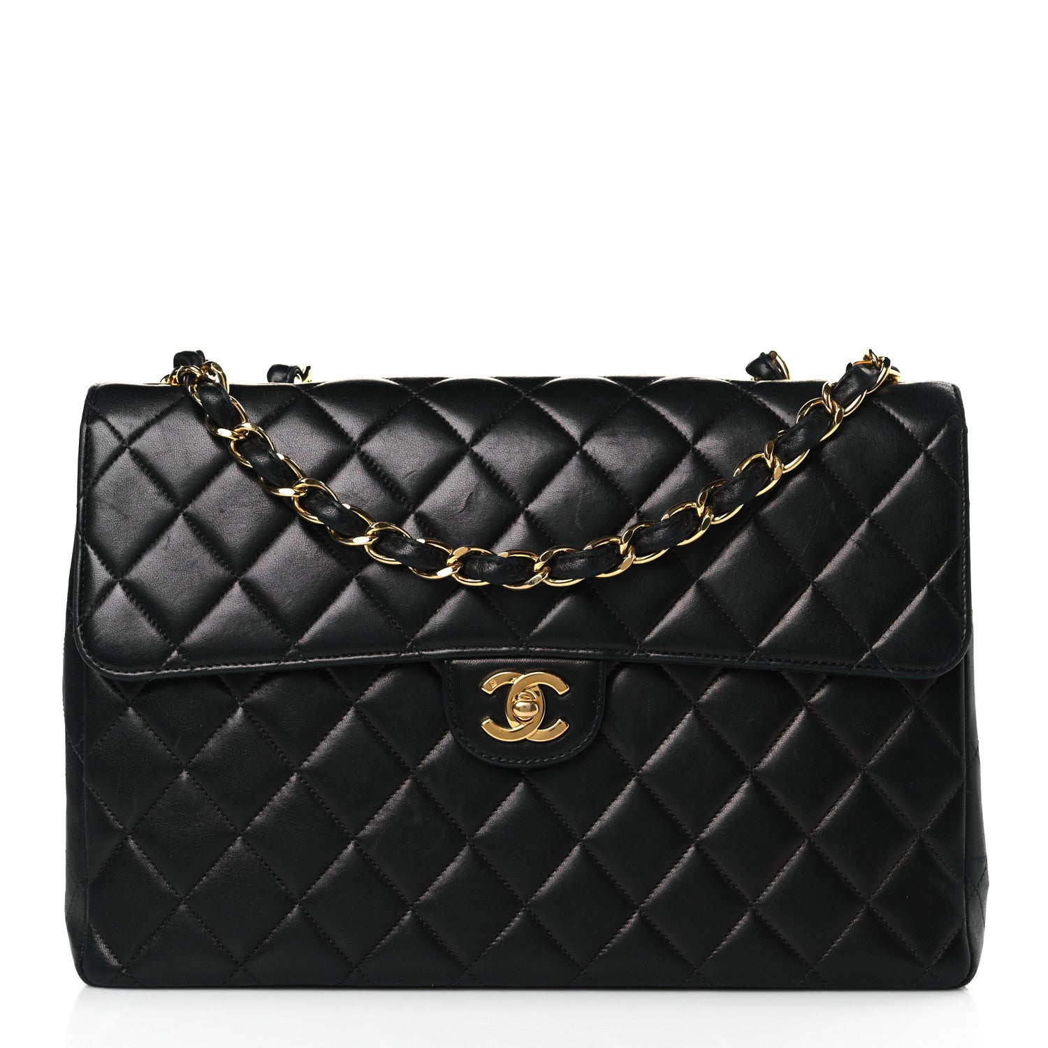 Chanel Lambskin Quilted Jumbo Single Flap Black 1 of 10