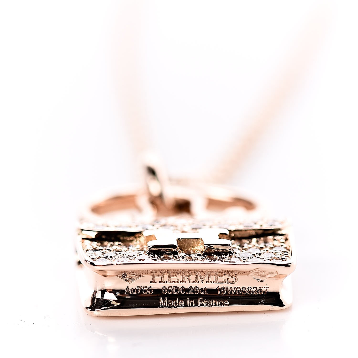 Hermes 18K Rose Gold Diamond Constance Amulette Pendant Necklace 6 of 7