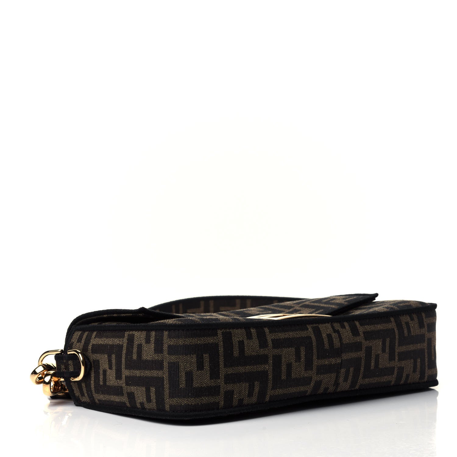 Fendi Fabric Jacquard FF 1974 Medium Baguette Tobacco Moro Black 3 of 4