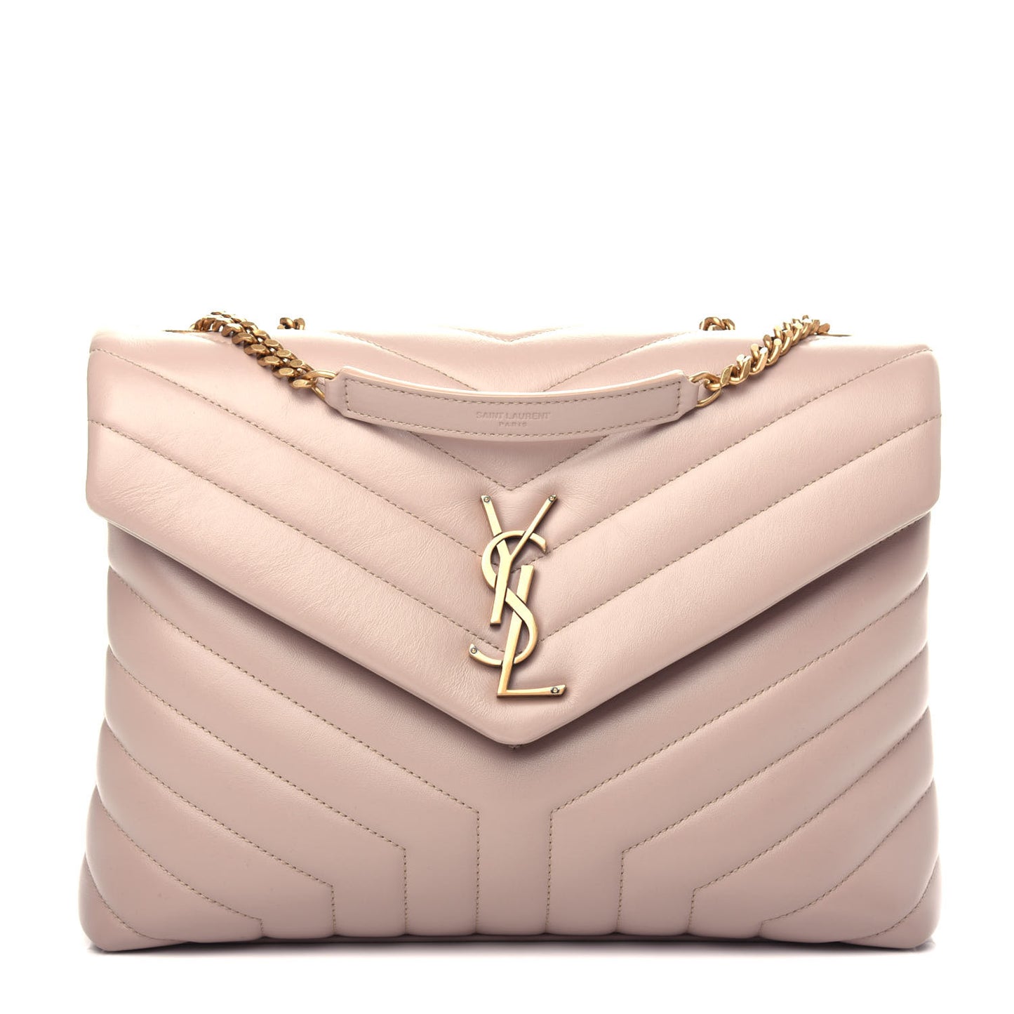 Calfskin Y Quilted Monogram Medium Loulou Chain Satchel Light Natural