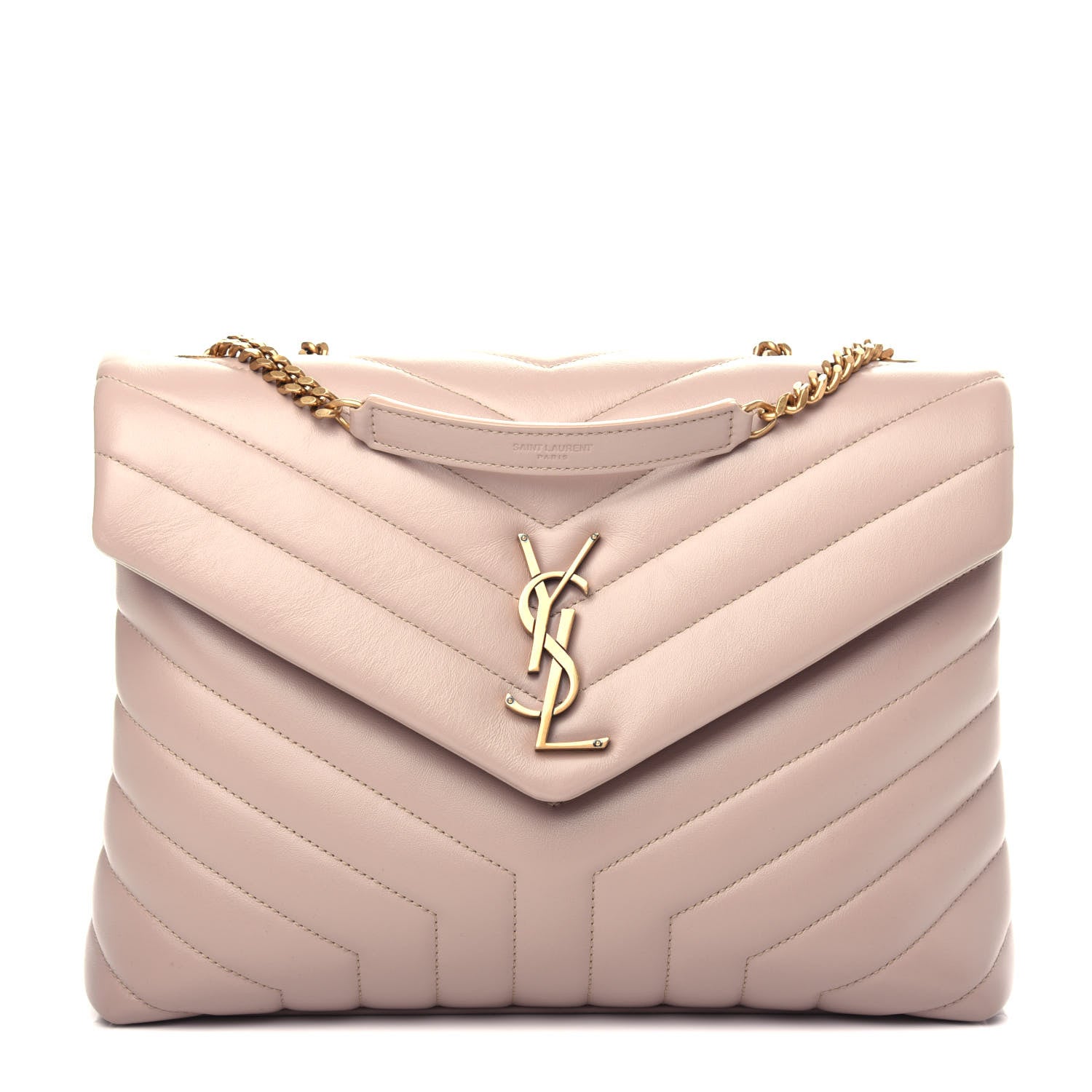 Saint Laurent Calfskin Y Quilted Monogram Medium Loulou Chain Satchel Light Natural 1 of 11
