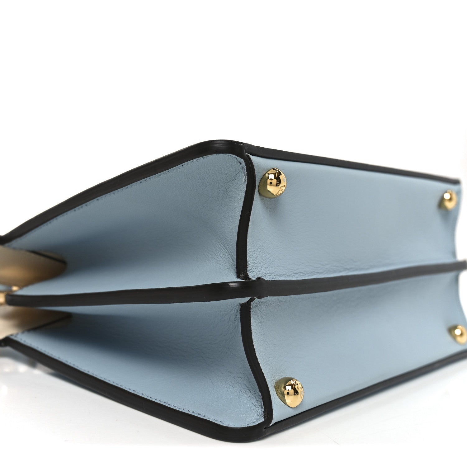 Fendi Vitello Seta Shiny Nappa Small Peekaboo I SEE U Satchel Azzurro Baby Camelia 9 of 10