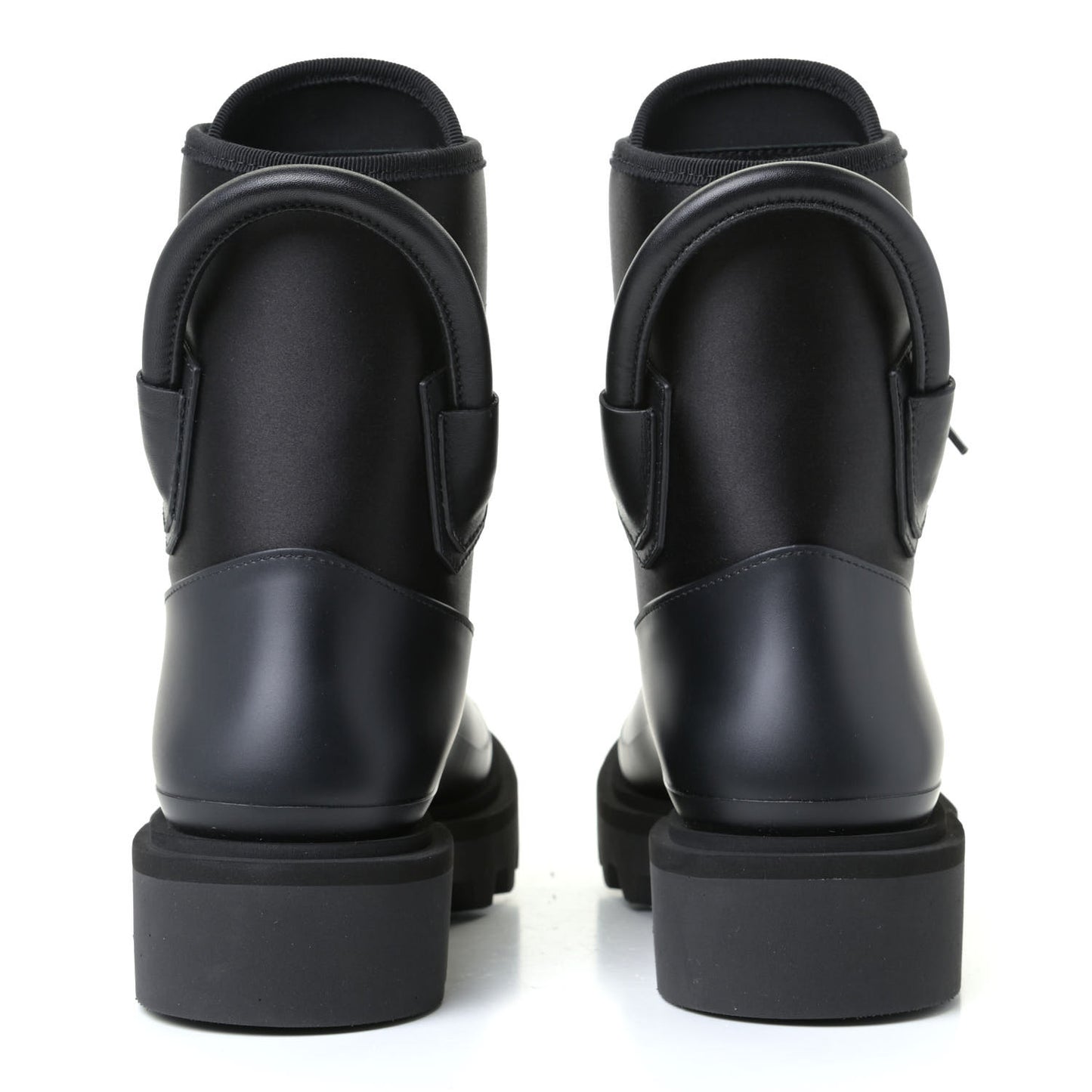 Satin Neoprene Combat Rain Boots 39 Black