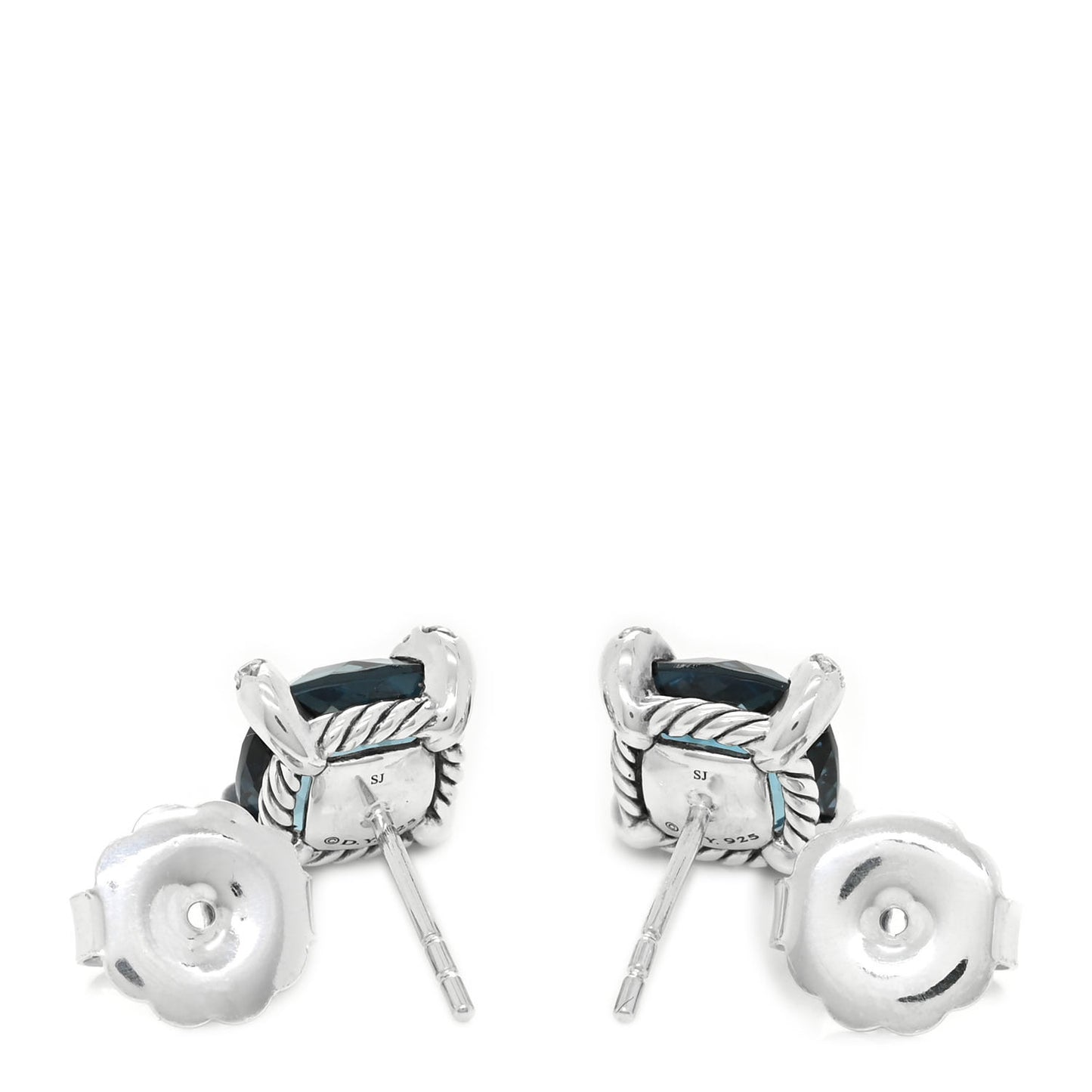 Sterling Silver Diamond Hampton Blue Topaz 9mm Chatelaine Earrings