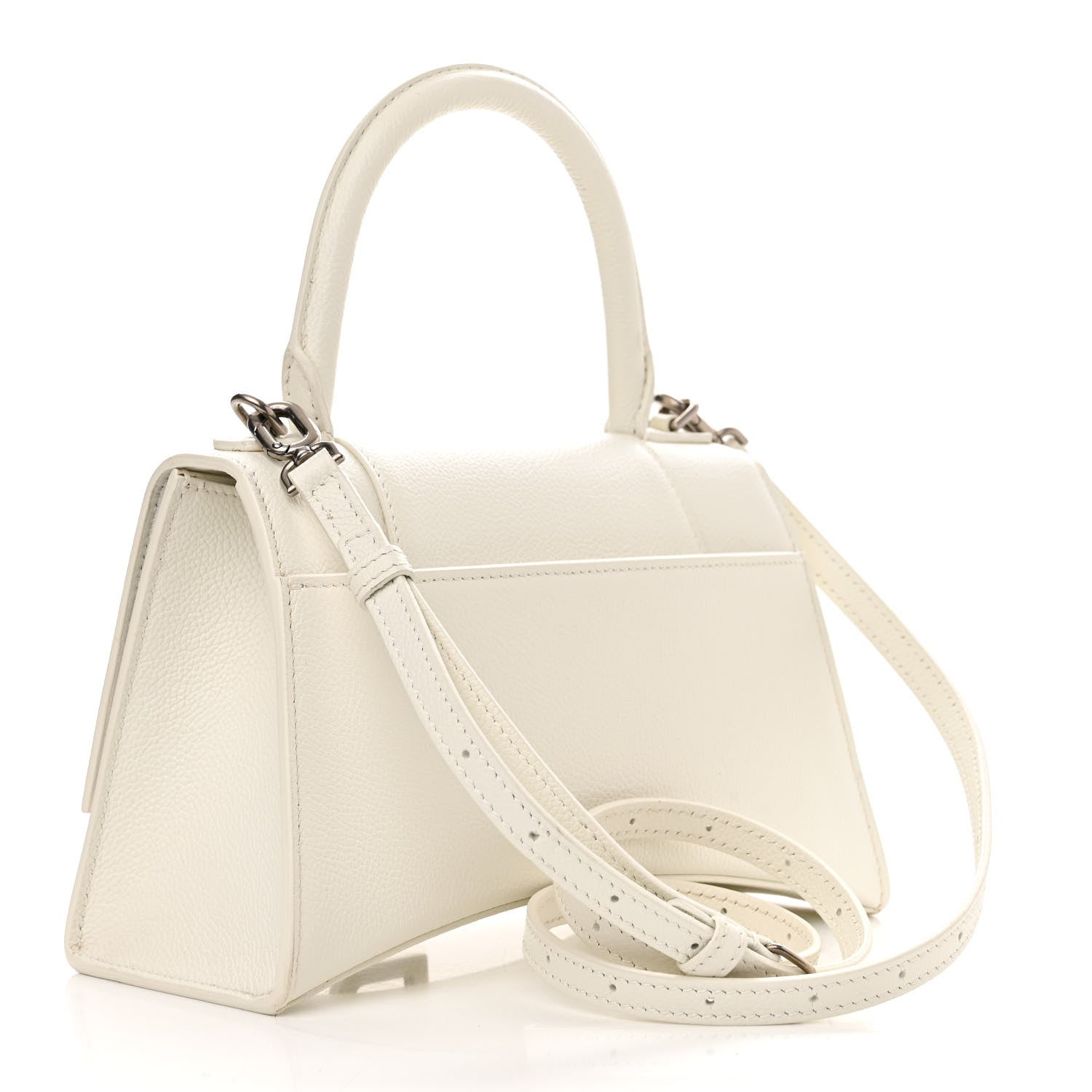 Balenciaga Grained Calfskin Small Hourglass Top Handle Bag White 3 of 15