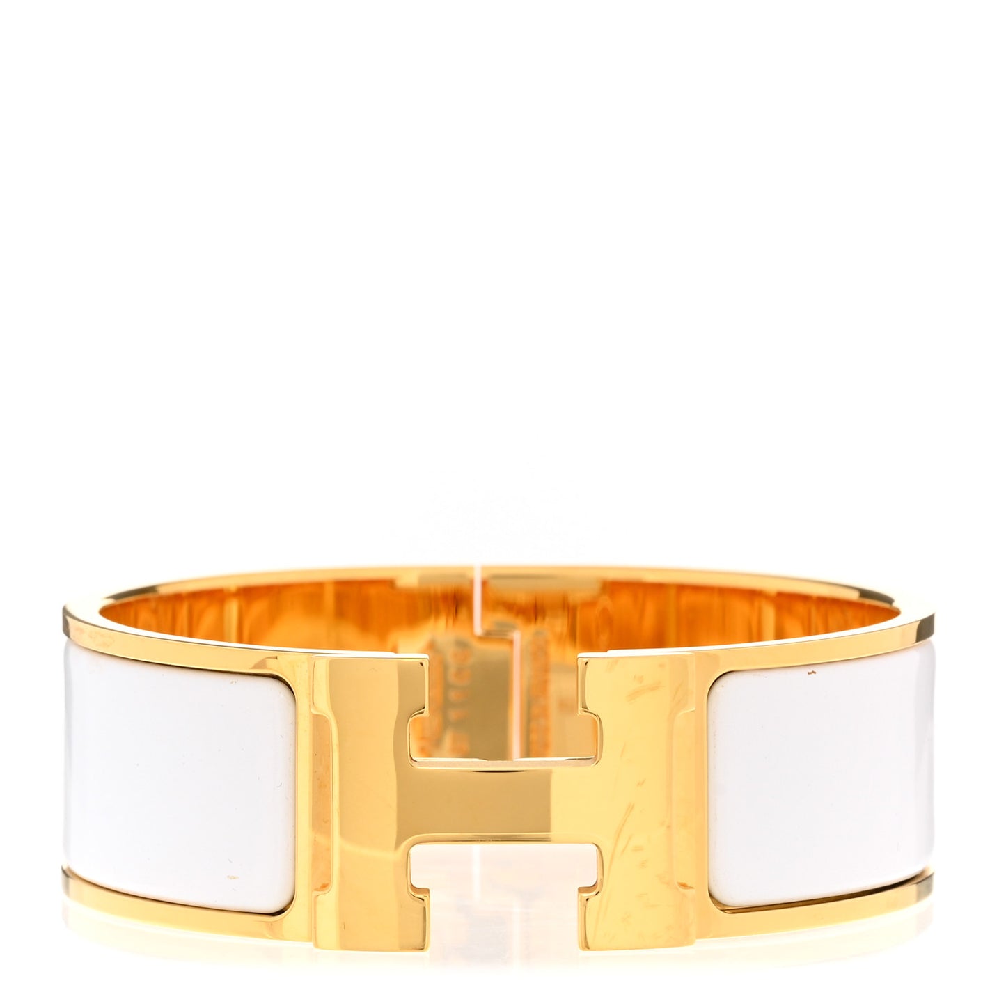 Enamel Wide Clic Clac H Bracelet PM White