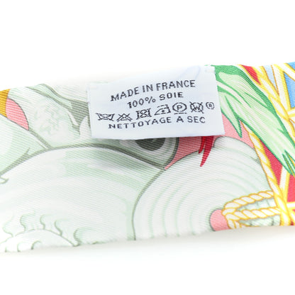 Hermes Silk La Danse Pacifique Twilly Vieux Rose Bleu Vert 3 of 3