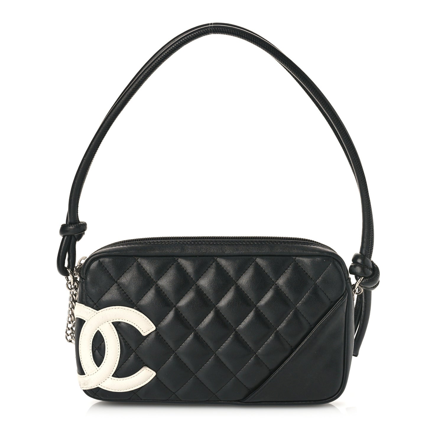 Calfskin Quilted Cambon Pochette Black White