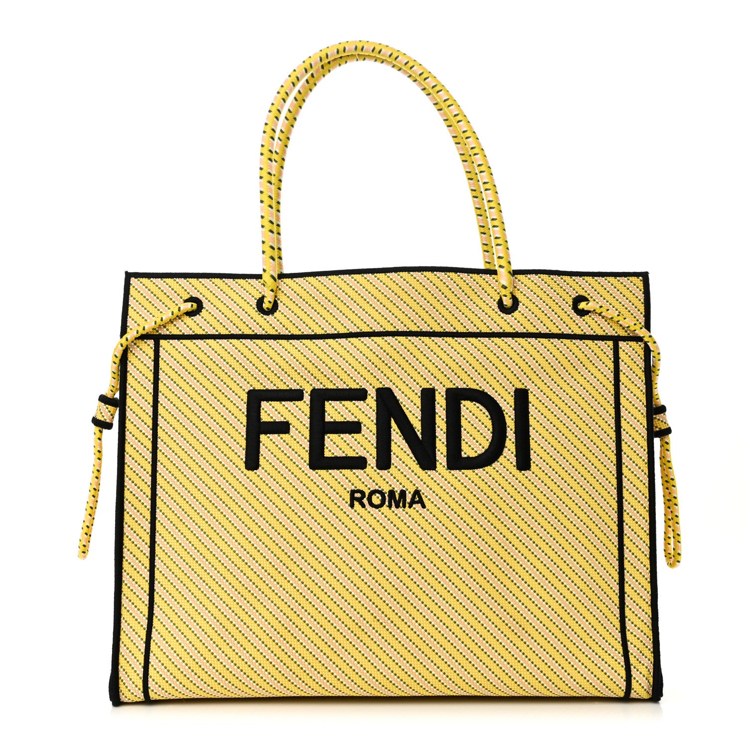 Fendi Canvas Roma Logo Large Shopping Tote Limone Multicolor 1 of 9