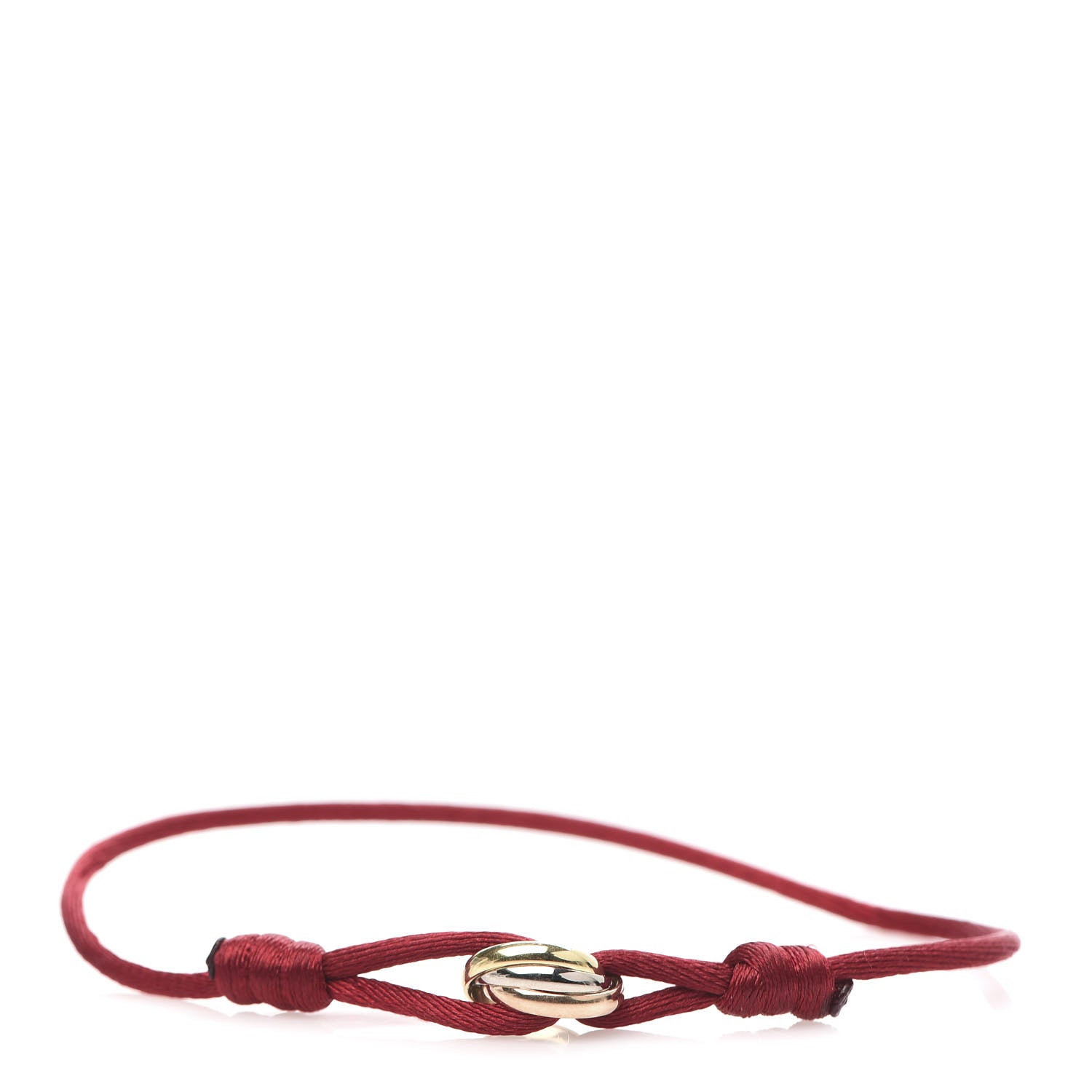 Cartier 18K Pink Yellow White Gold Trinity Cord Bracelet Red 1 of 6