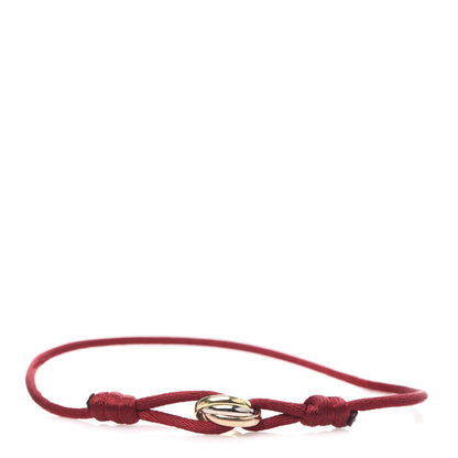 Cartier 18K Pink Yellow White Gold Trinity Cord Bracelet Red 1 of 6