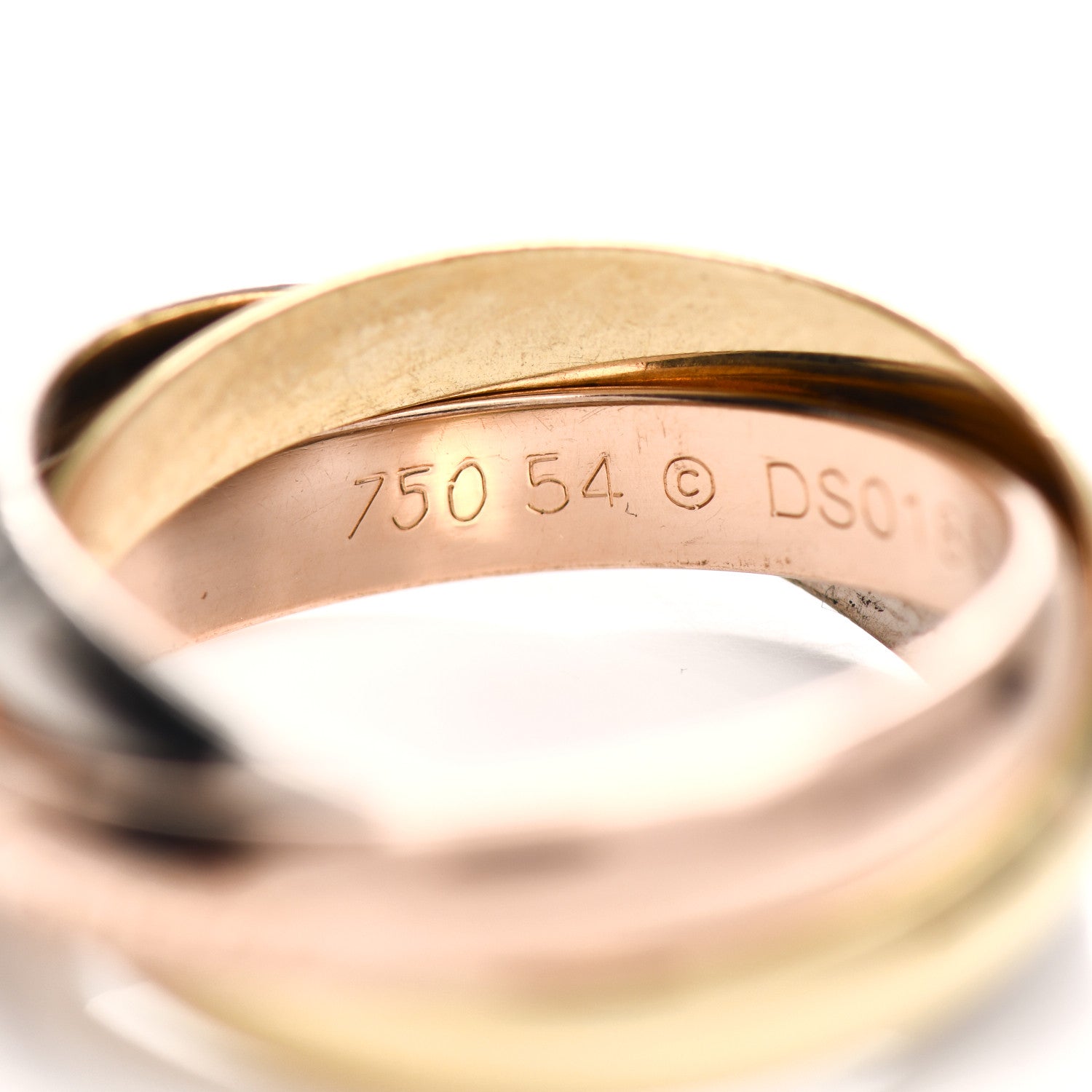 Cartier 18K Pink Yellow White Gold Classic Trinity Ring 54 7 4 of 5