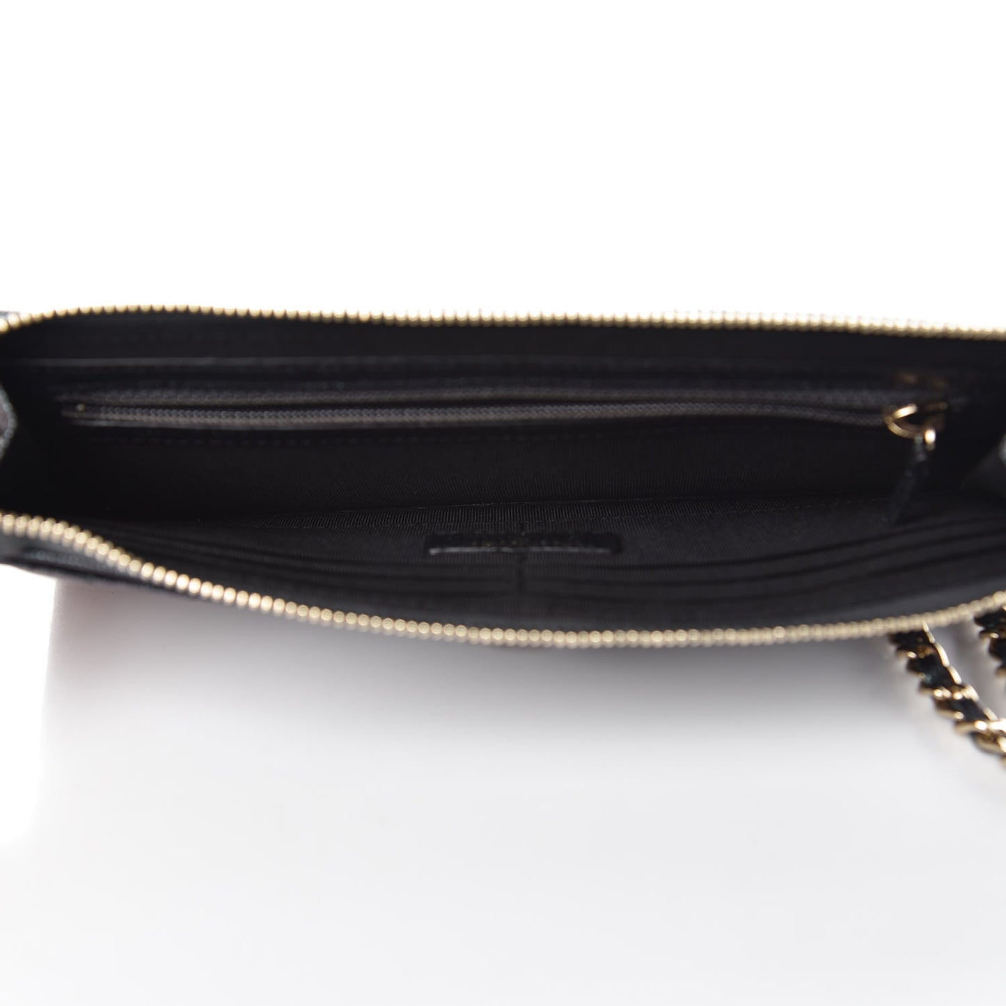 Iridescent Caviar Quilted Classic Pouch With Handle Black