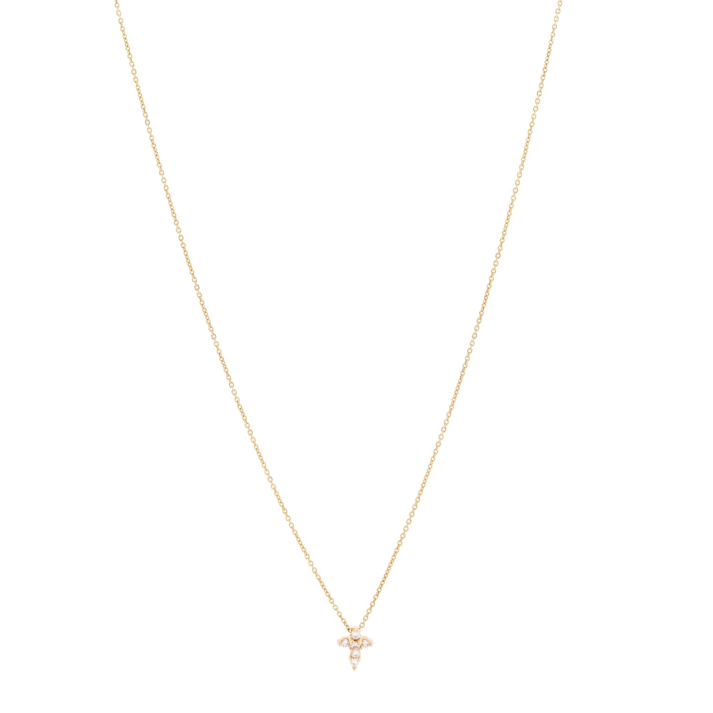 18K Yellow Gold Diamond Tiny Treasures Mini Cross Pendant Necklace