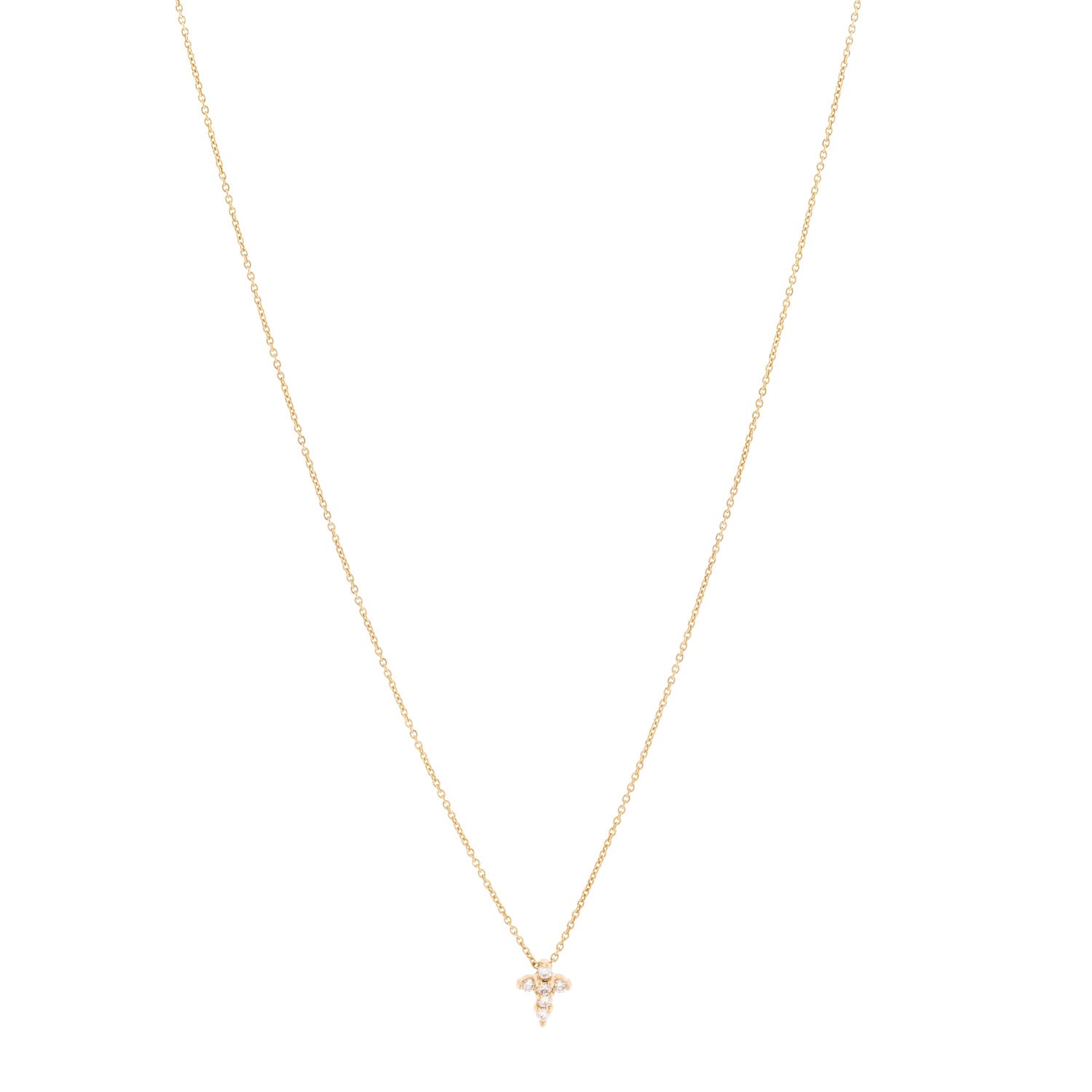 Roberto Coin 18K Yellow Gold Diamond Tiny Treasures Mini Cross Pendant Necklace 1 of 7