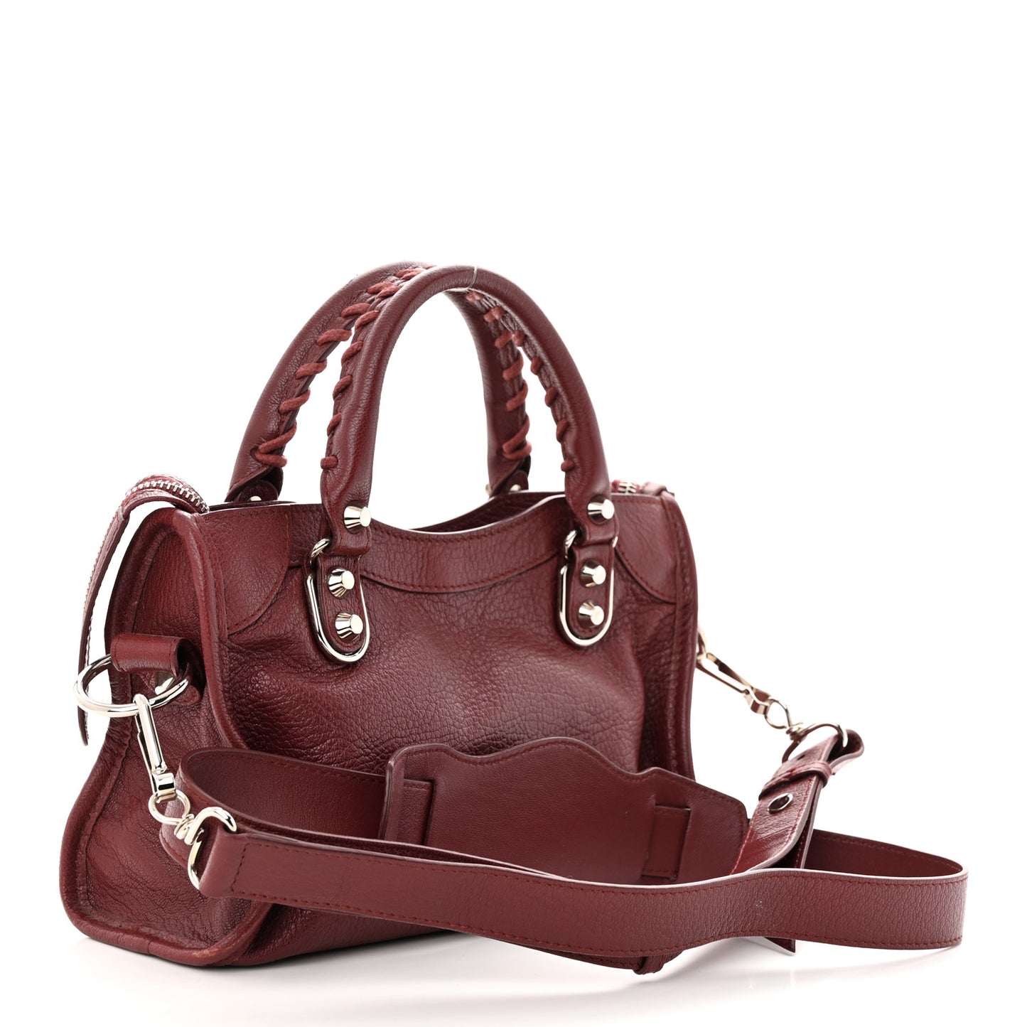 Chevre Silver Metallic Edge Hardware Mini City Cassis