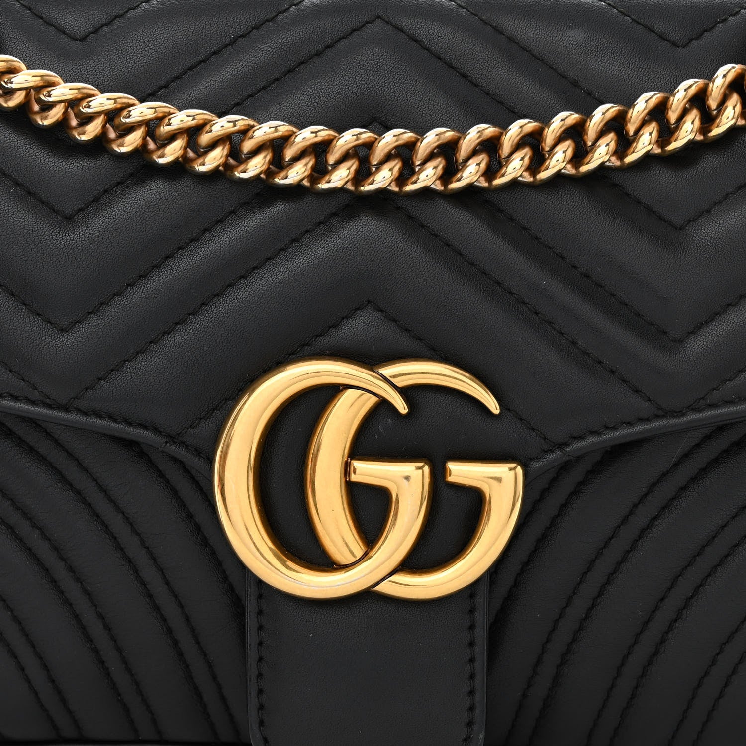Gucci Calfskin Matelasse Small GG Marmont Shoulder Bag Black 8 of 12