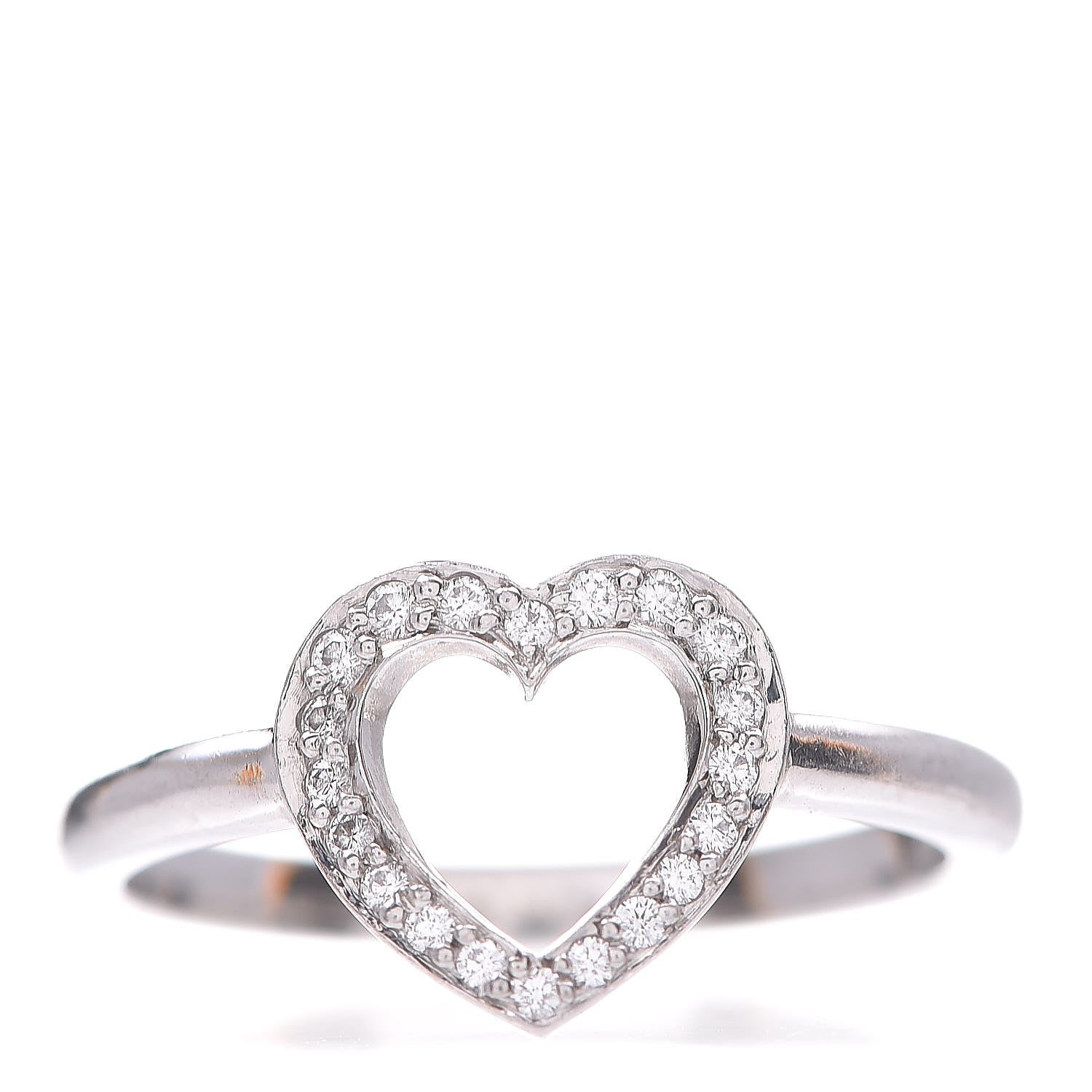 Tiffany Platinum Diamond Heart Ring 48.5 4.5 1 of 5